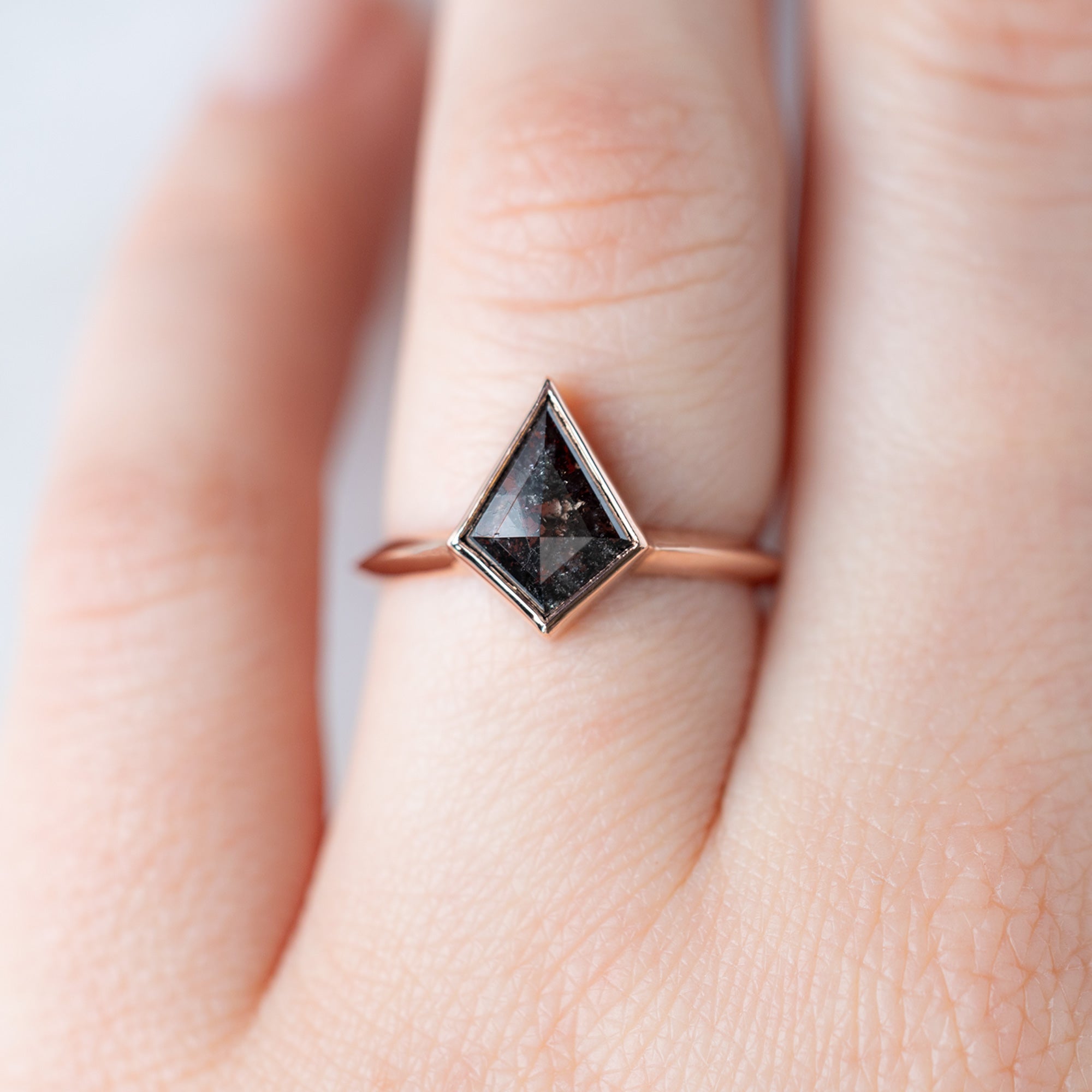 Alexis Russell Engagement Rings The Hazel Ring | 1.47ct Kite Black Diamond in 14K Rose Gold