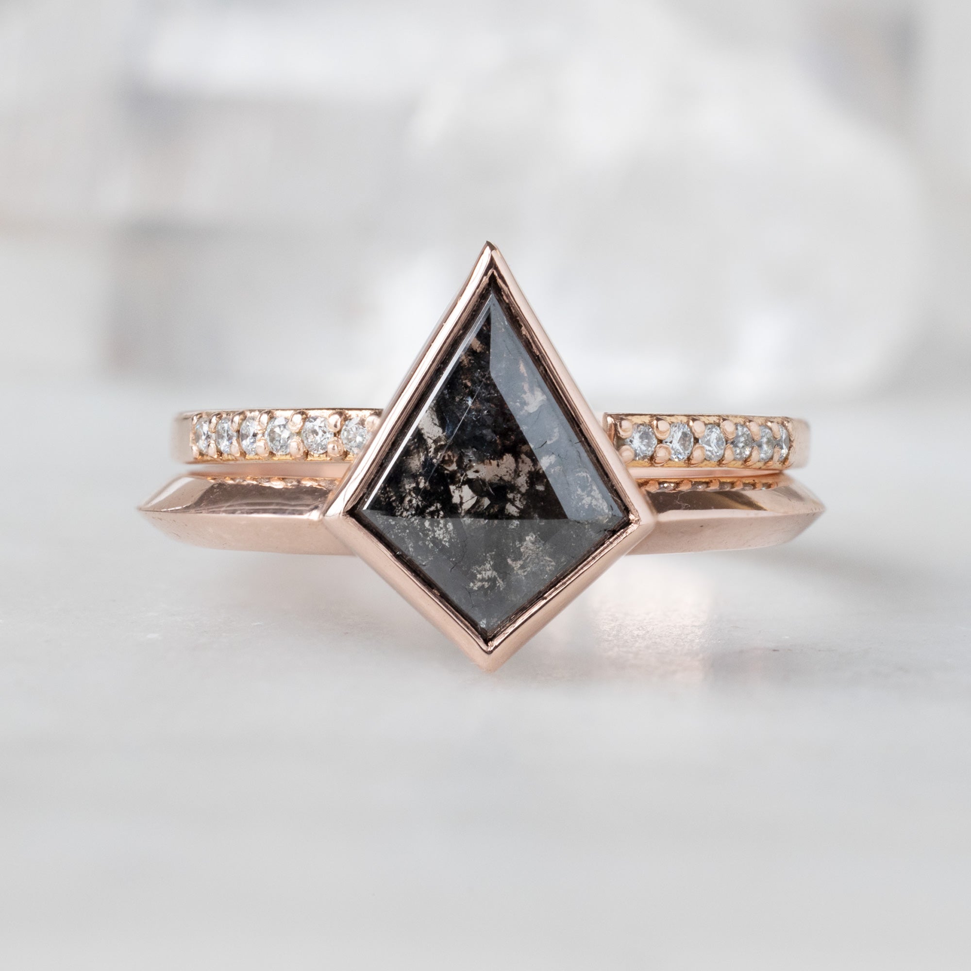 Alexis Russell Engagement Rings The Hazel Ring | 1.47ct Kite Black Diamond in 14K Rose Gold