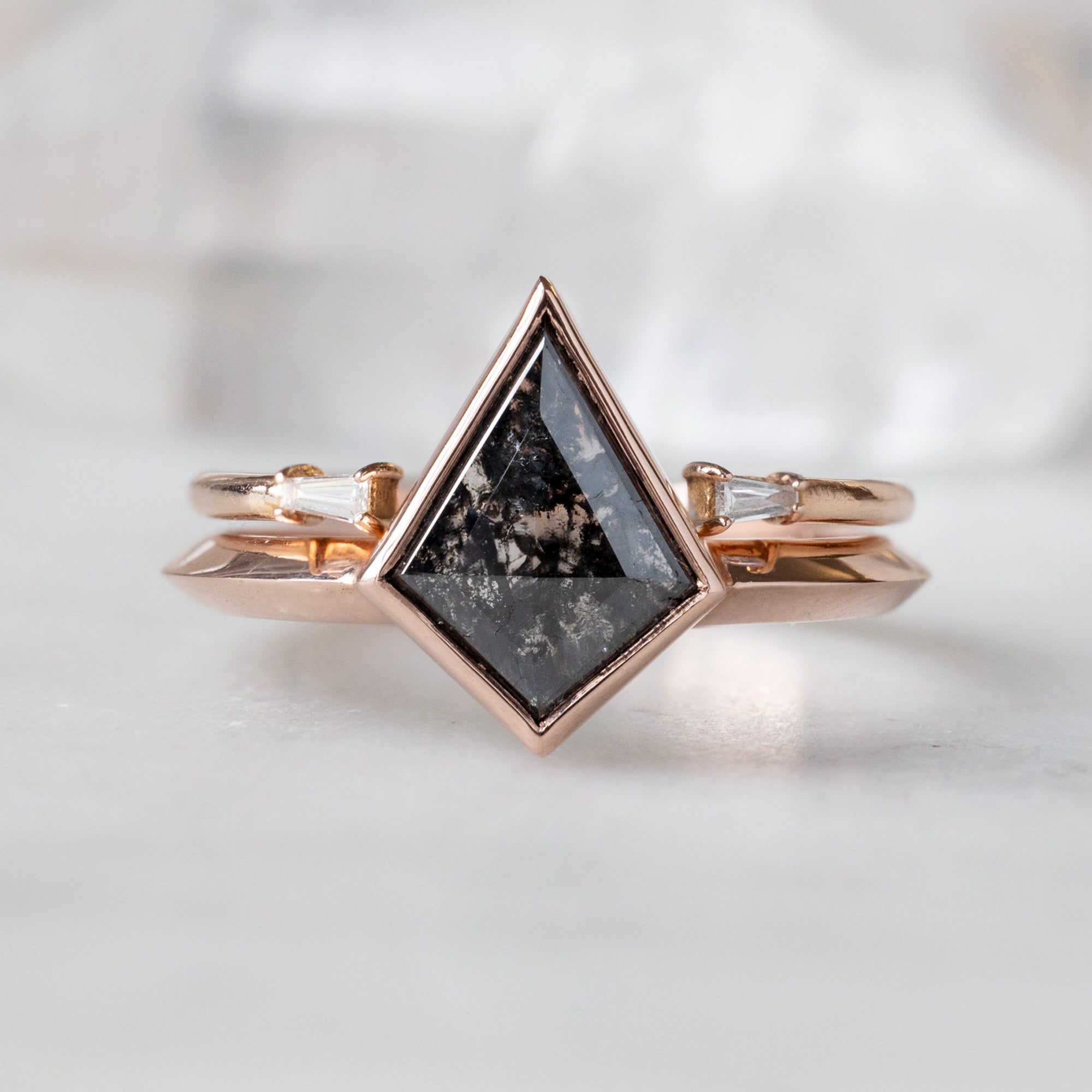Alexis Russell Engagement Rings The Hazel Ring | 1.47ct Kite Black Diamond in 14K Rose Gold
