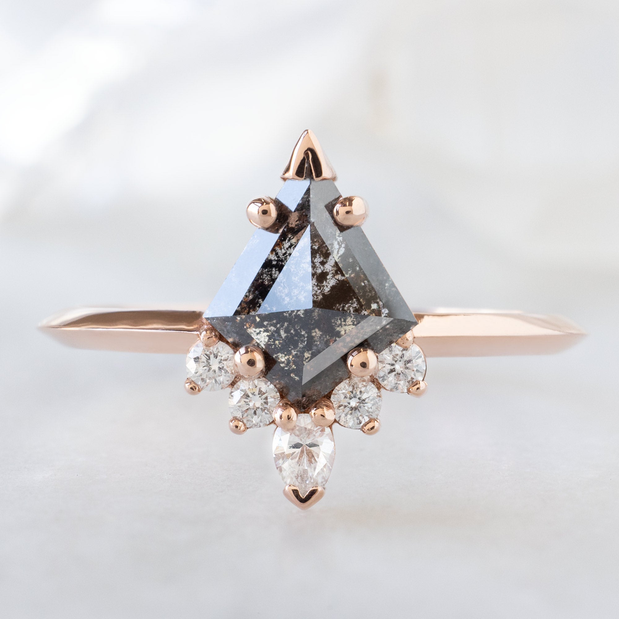 Alexis Russell Engagement Rings The Aster Ring | 0.81ct Kite Black Diamond in 14K Rose Gold