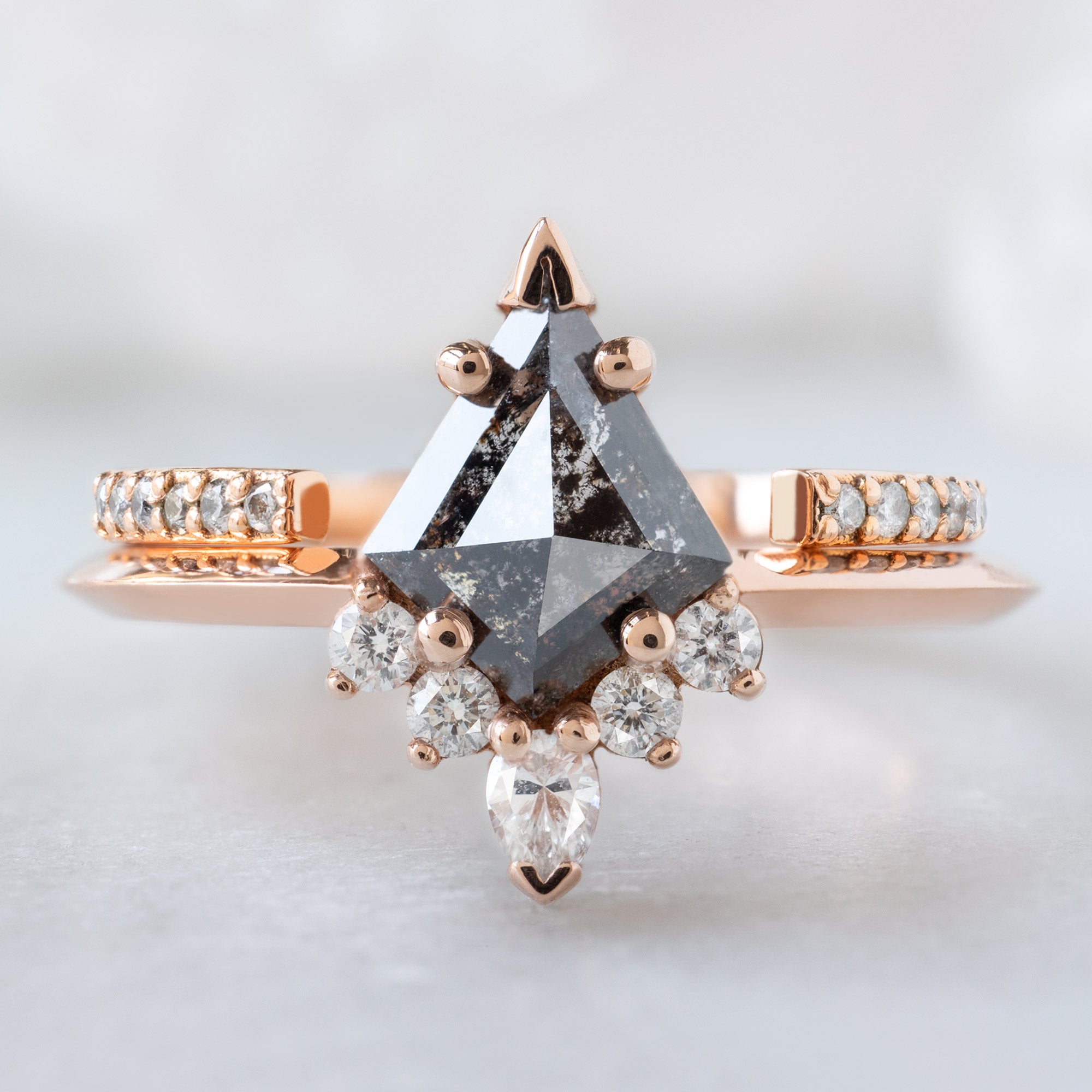 Alexis Russell Engagement Rings The Aster Ring | 0.81ct Kite Black Diamond in 14K Rose Gold
