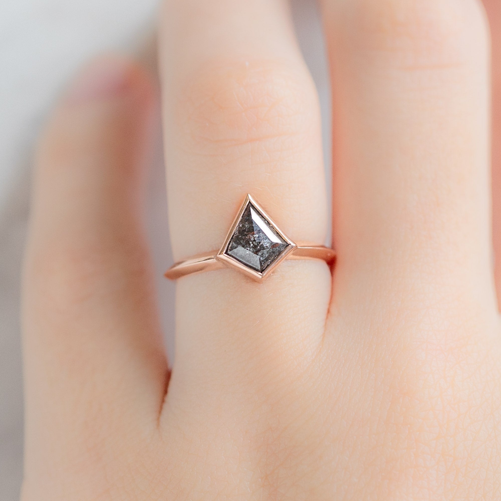 Alexis Russell Engagement Rings The Hazel Ring | 0.93ct Kite Black Diamond in 14K Rose Gold