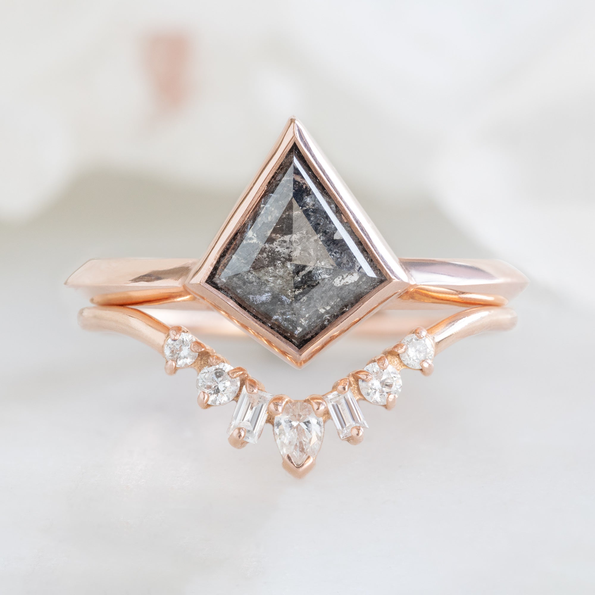 Alexis Russell Engagement Rings The Hazel Ring | 0.93ct Kite Black Diamond in 14K Rose Gold
