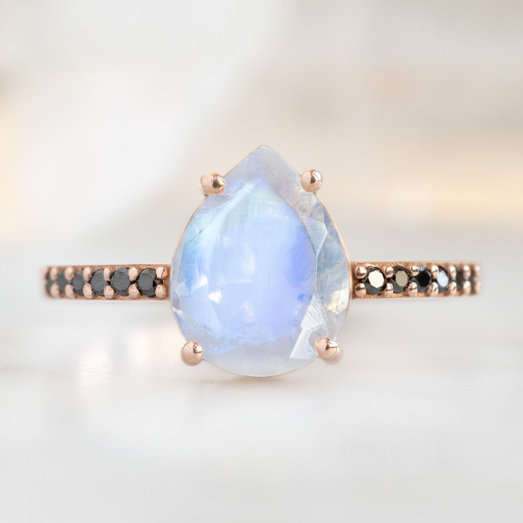 Alexis Russell Engagement Rings The Willow Ring | 1.53ct Pear Moonstone in 14K Rose Gold