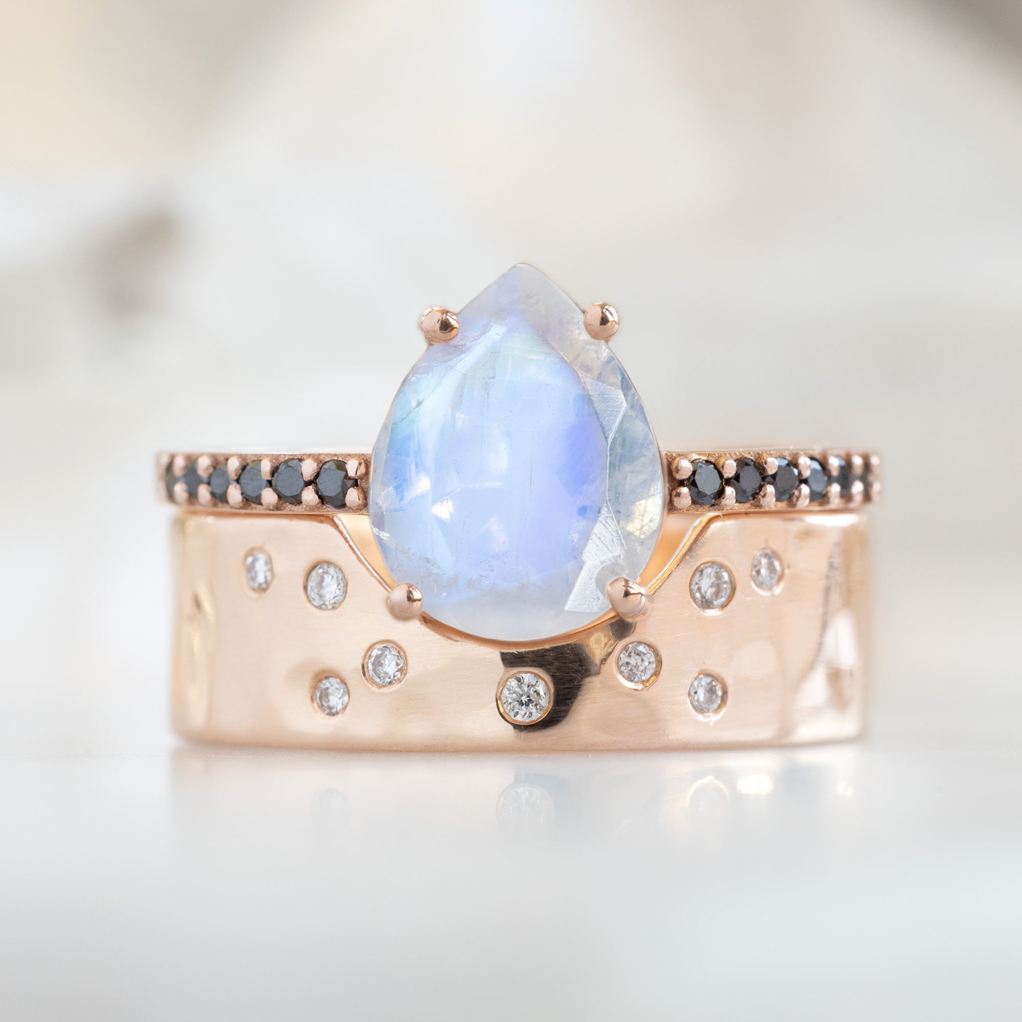 Alexis Russell Engagement Rings The Willow Ring | 1.53ct Pear Moonstone in 14K Rose Gold