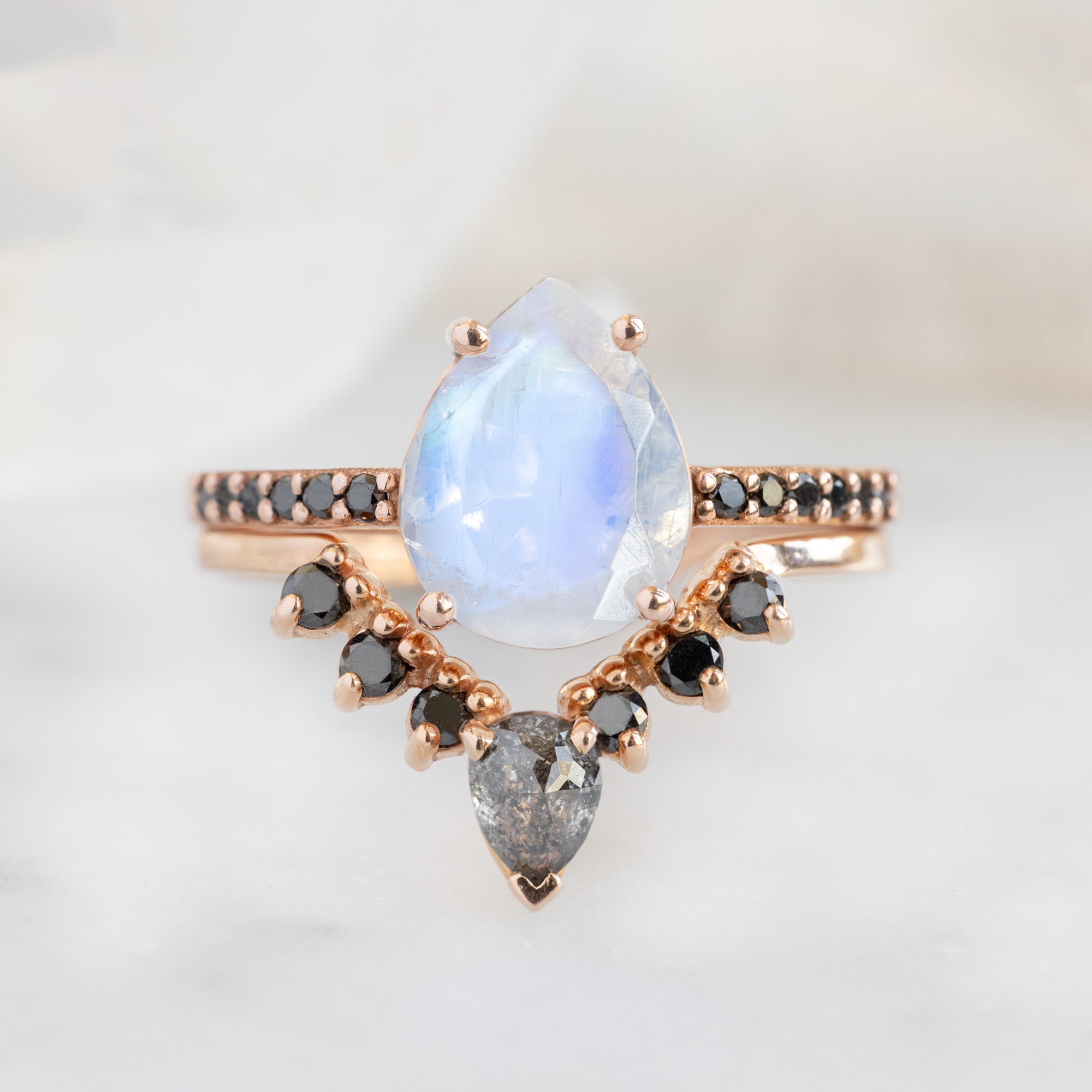 Alexis Russell Engagement Rings The Willow Ring | 1.53ct Pear Moonstone in 14K Rose Gold
