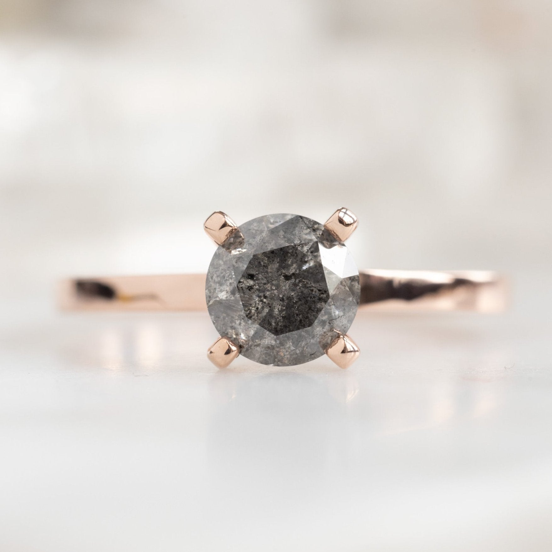 Alexis Russell Custom Diamond Ring Design Your Own Custom | Round Salt and Pepper Diamond Engagement Ring