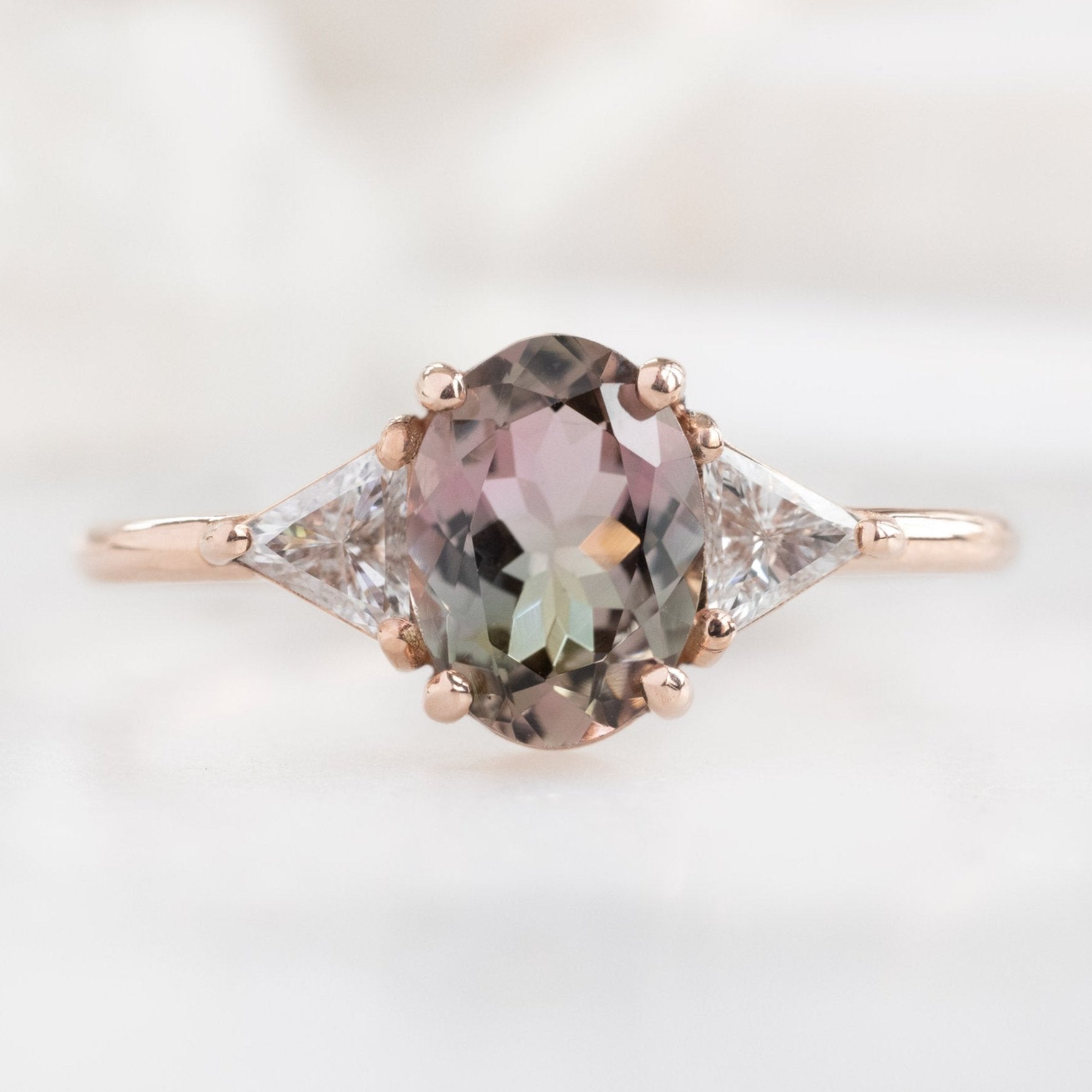 Alexis Russell Engagement Rings The Jade Ring | 0.95ct Oval Tourmaline in 14K Rose Gold