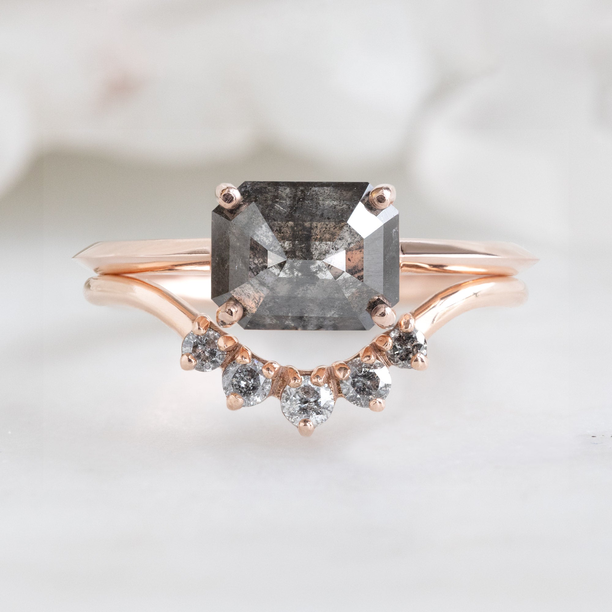 Alexis Russell Engagement Rings The Bryn Ring | 1.51ct Emerald Black Diamond in 14K Rose Gold