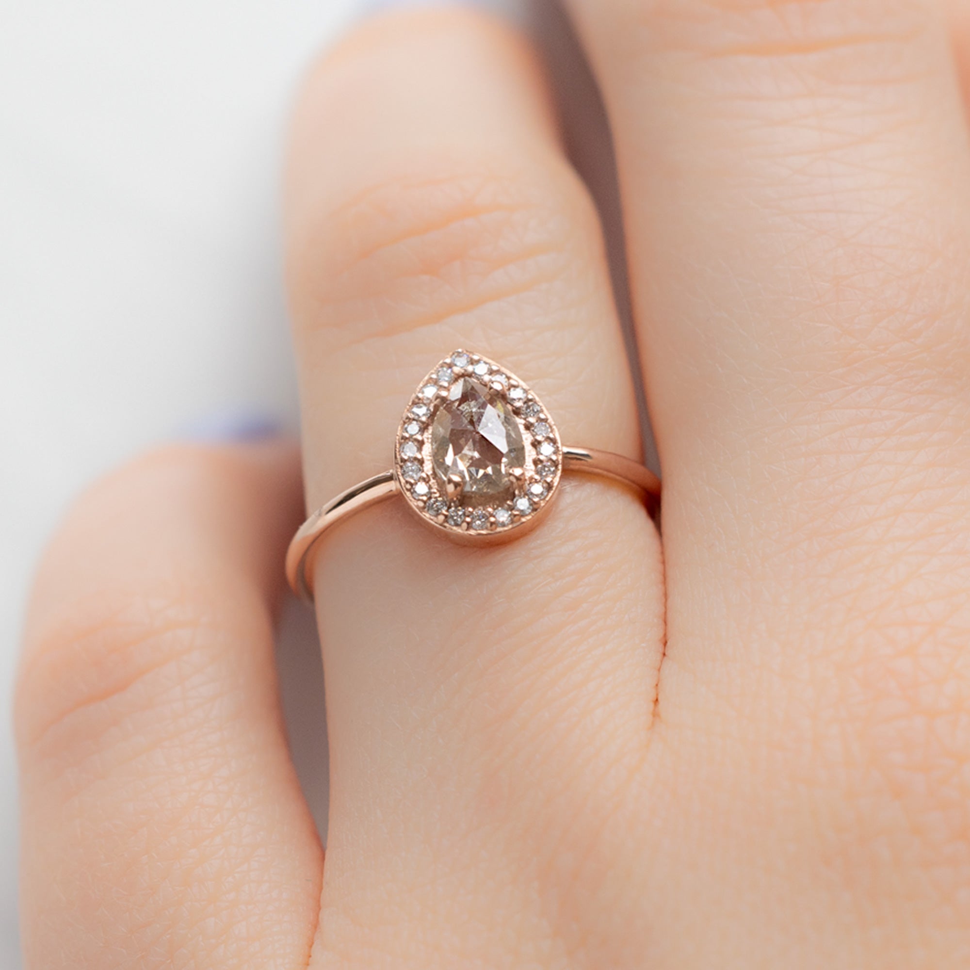 Alexis Russell Engagement Rings The Dahlia Ring | 0.59ct Pear Pink Diamond in 14K Rose Gold