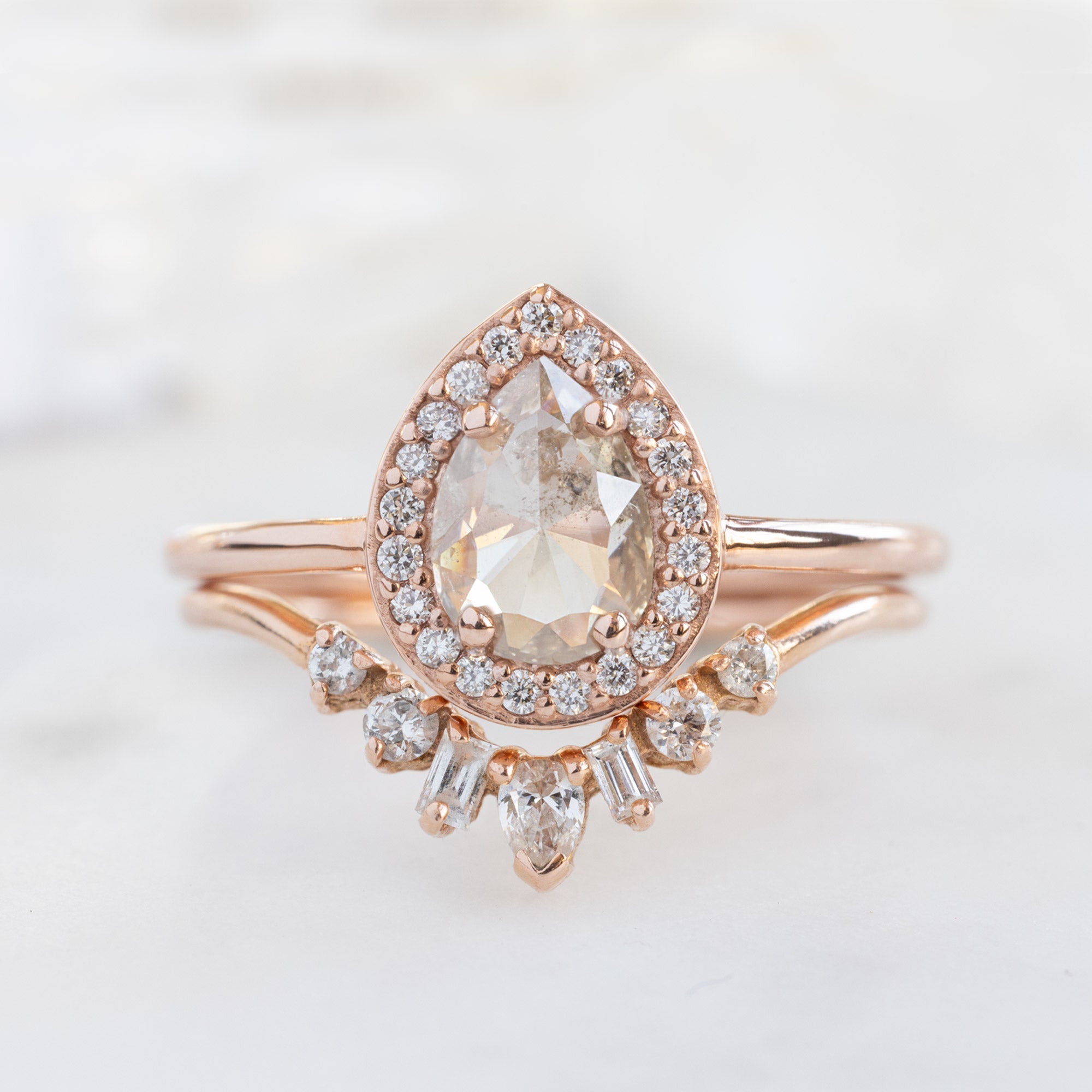 Alexis Russell Engagement Rings The Dahlia Ring | 0.59ct Pear Pink Diamond in 14K Rose Gold