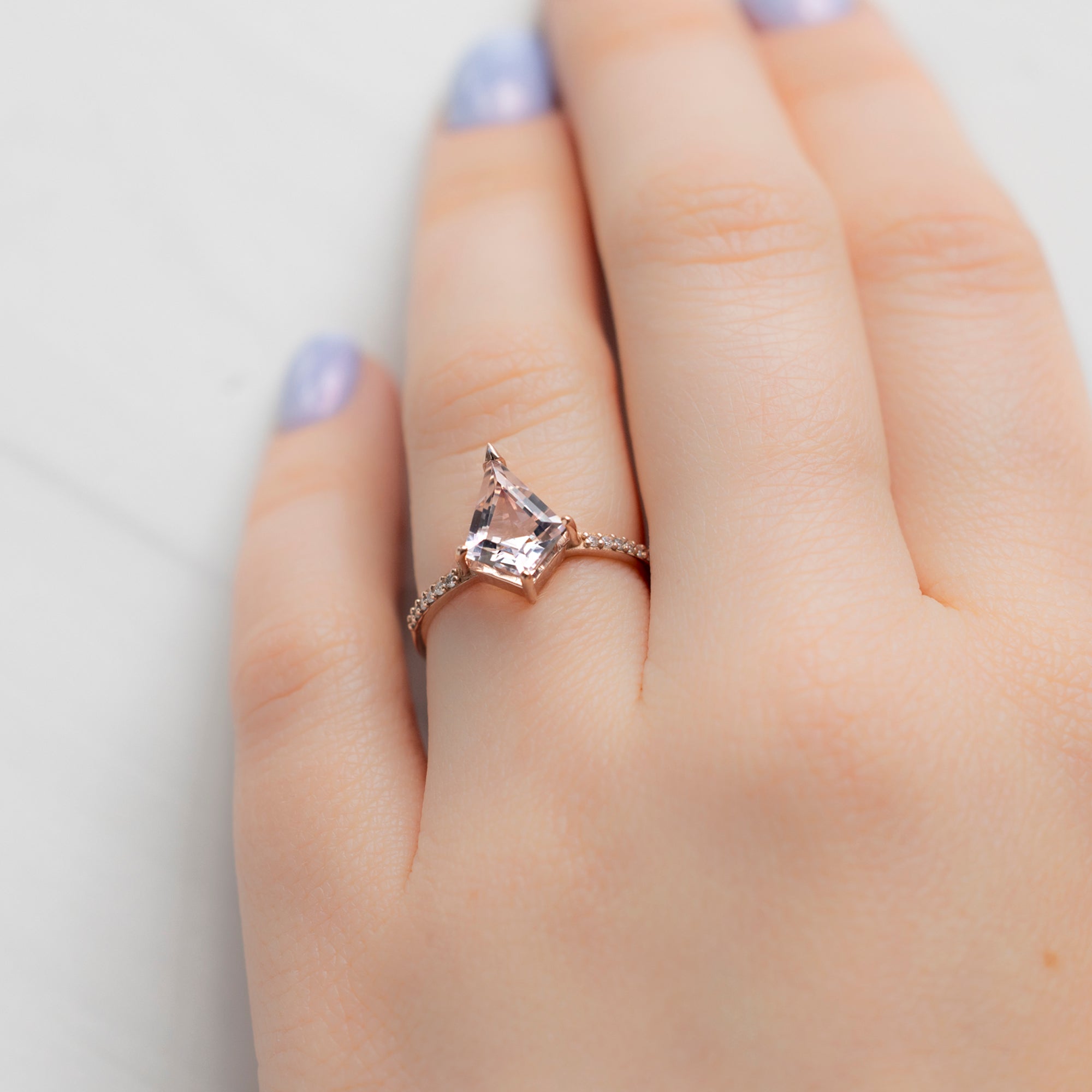 Alexis Russell Engagement Rings The Willow Ring | 1.44ct Kite Morganite in 14K Rose Gold