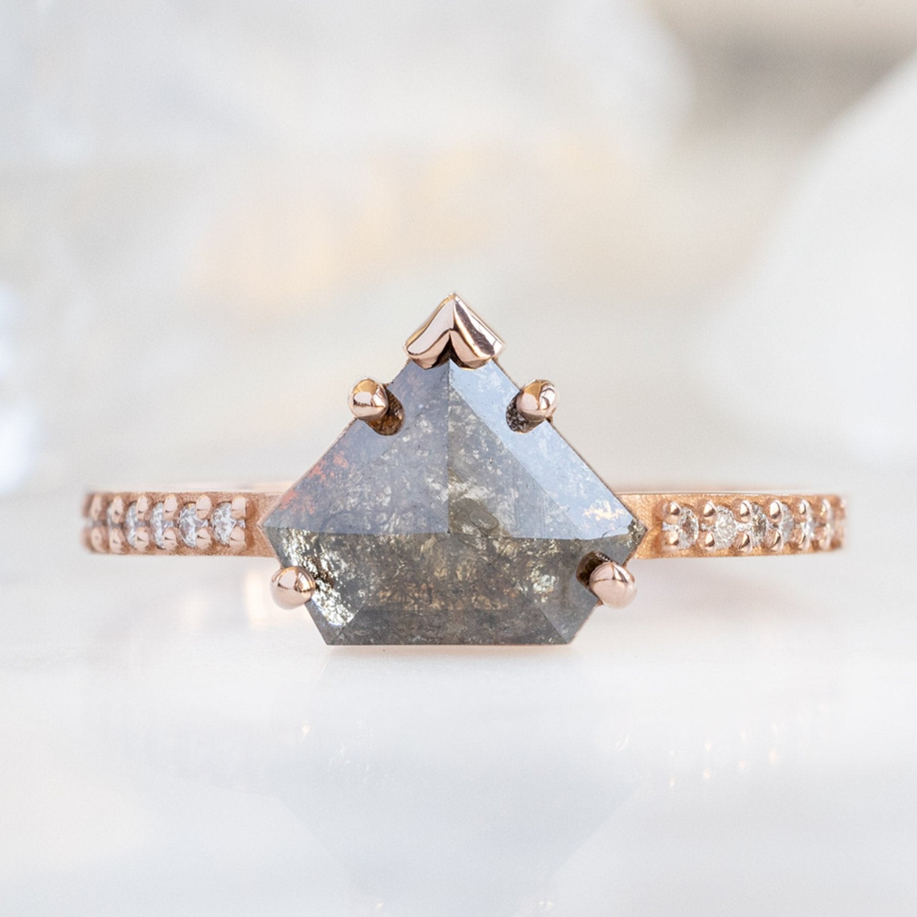 Alexis Russell Engagement Rings The Willow Ring | 1.10ct Shield Black Diamond in 14K Rose Gold