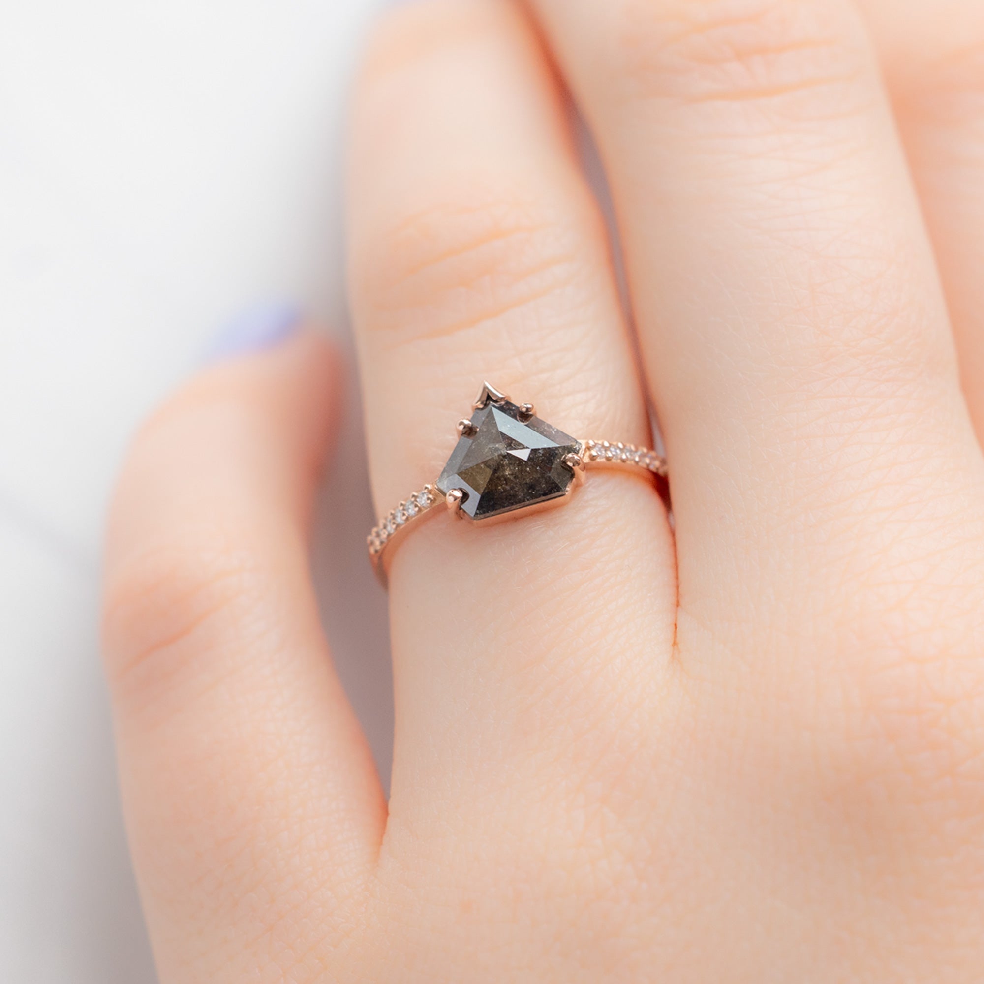 Alexis Russell Engagement Rings The Willow Ring | 1.10ct Shield Black Diamond in 14K Rose Gold