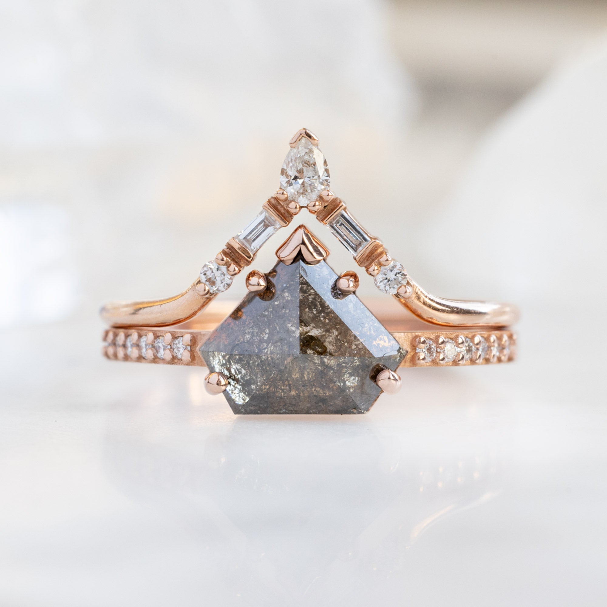 Alexis Russell Engagement Rings The Willow Ring | 1.10ct Shield Black Diamond in 14K Rose Gold