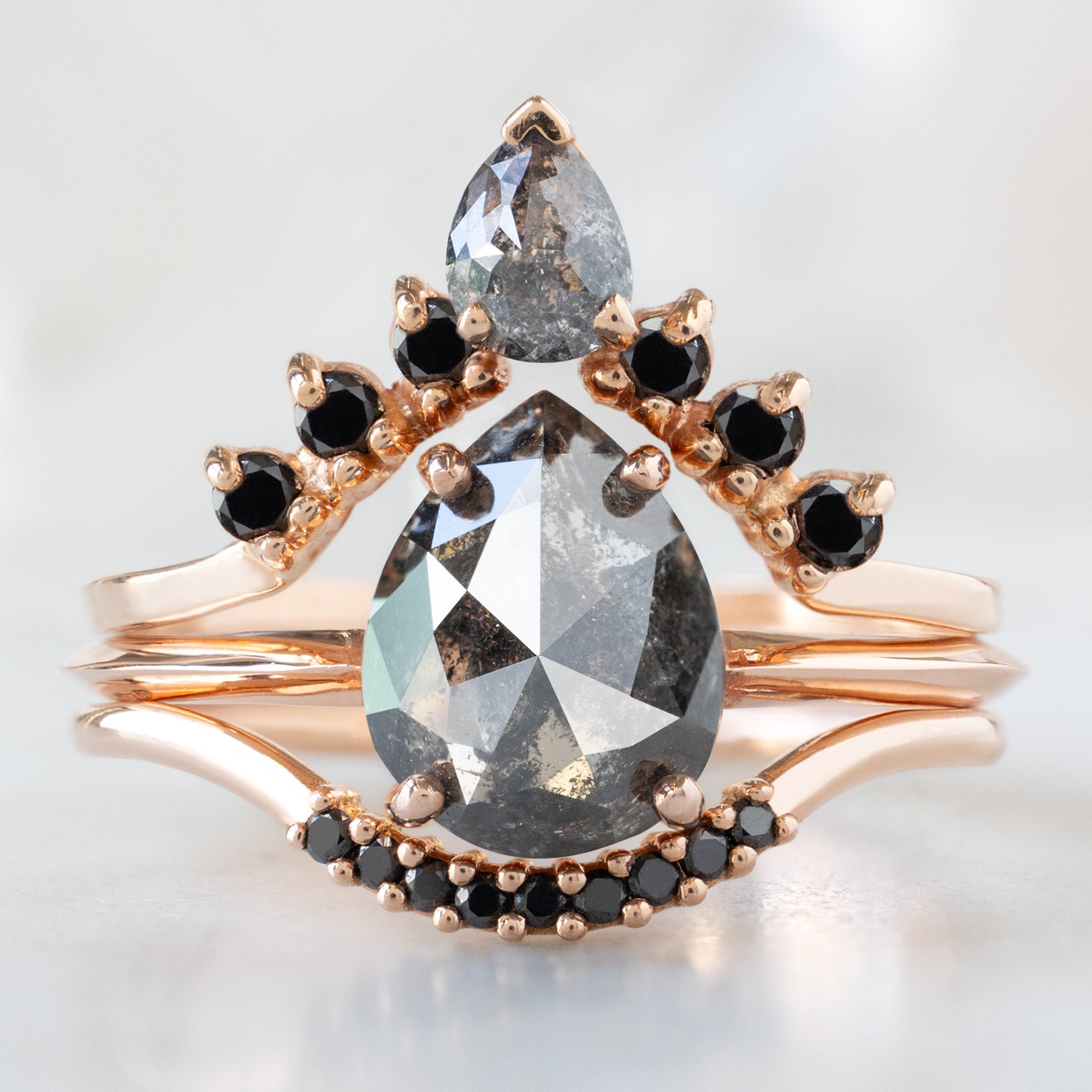 Alexis Russell Engagement Rings The Bryn Ring | 1.38ct Pear Salt and Pepper Diamond in 14K Rose Gold
