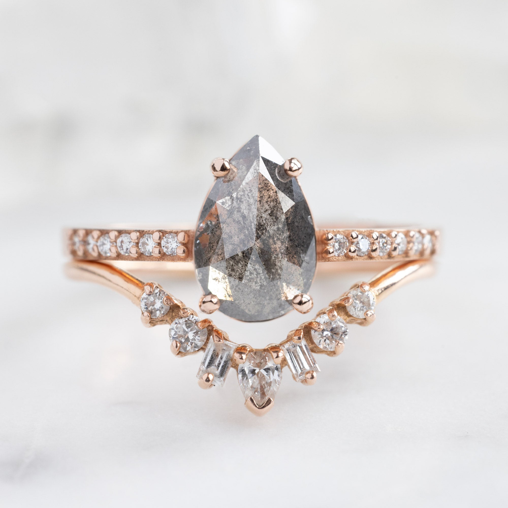Alexis Russell Engagement Rings The Willow Ring | 1.10ct Pear Grey Diamond in 14K Rose Gold