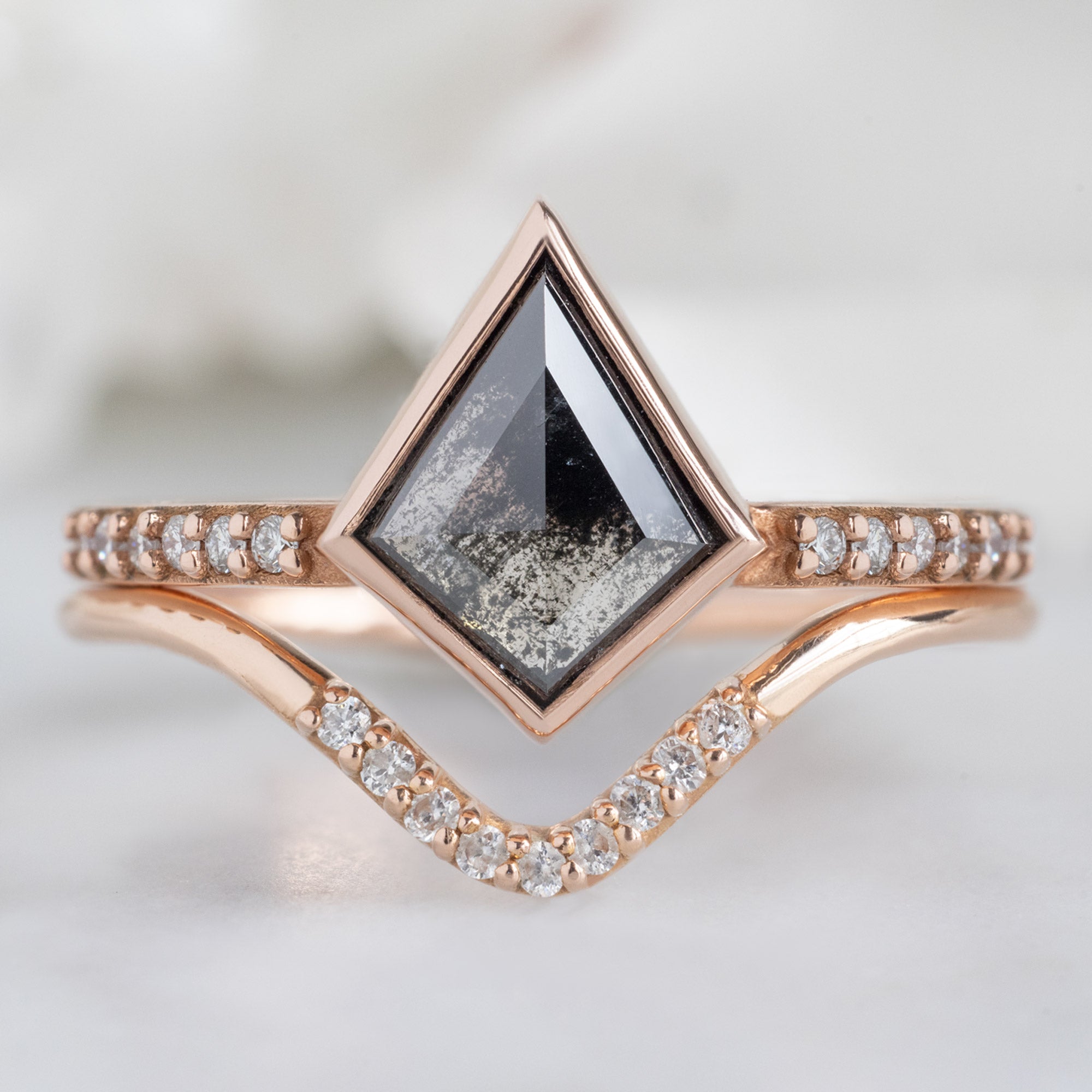 Alexis Russell Engagement Rings The Willow Ring | 0.92ct Kite Salt and Pepper Diamond in 14K Rose Gold