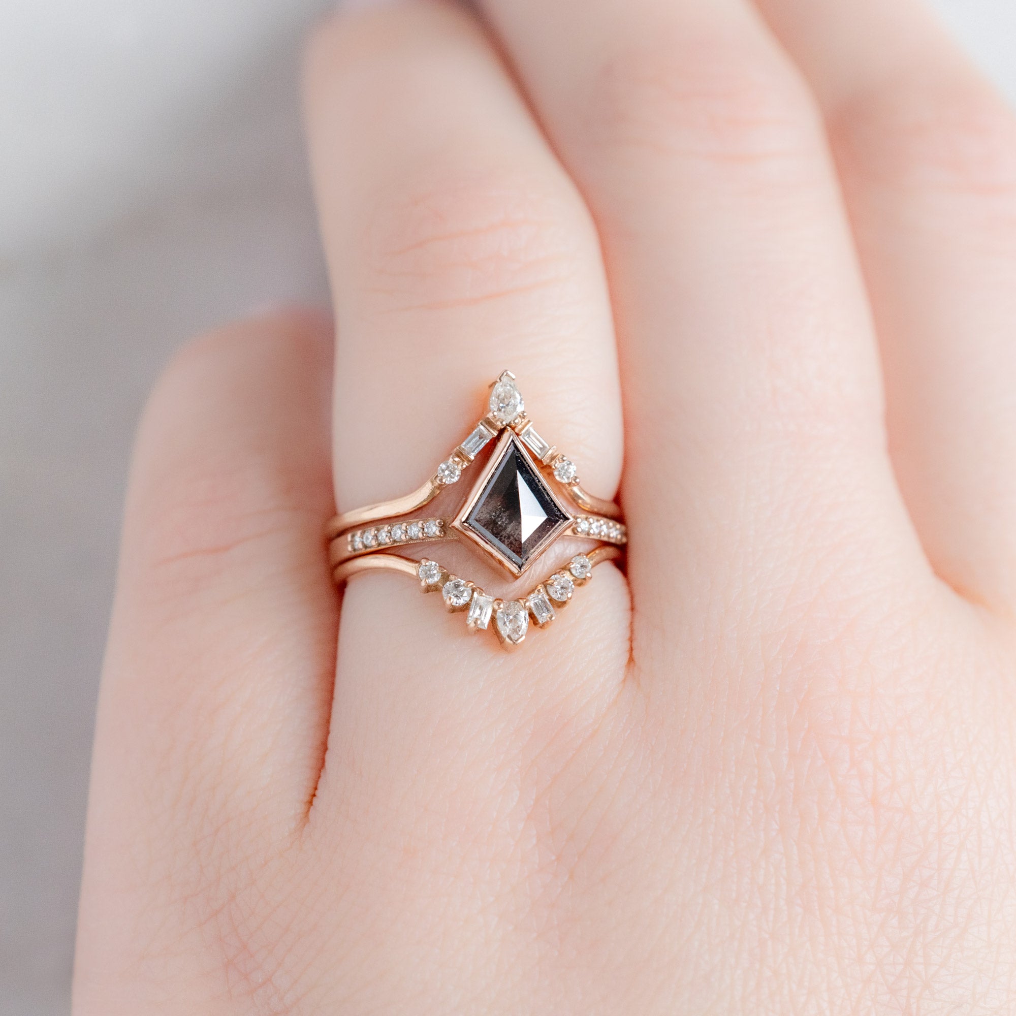 Alexis Russell Engagement Rings The Willow Ring | 0.92ct Kite Salt and Pepper Diamond in 14K Rose Gold