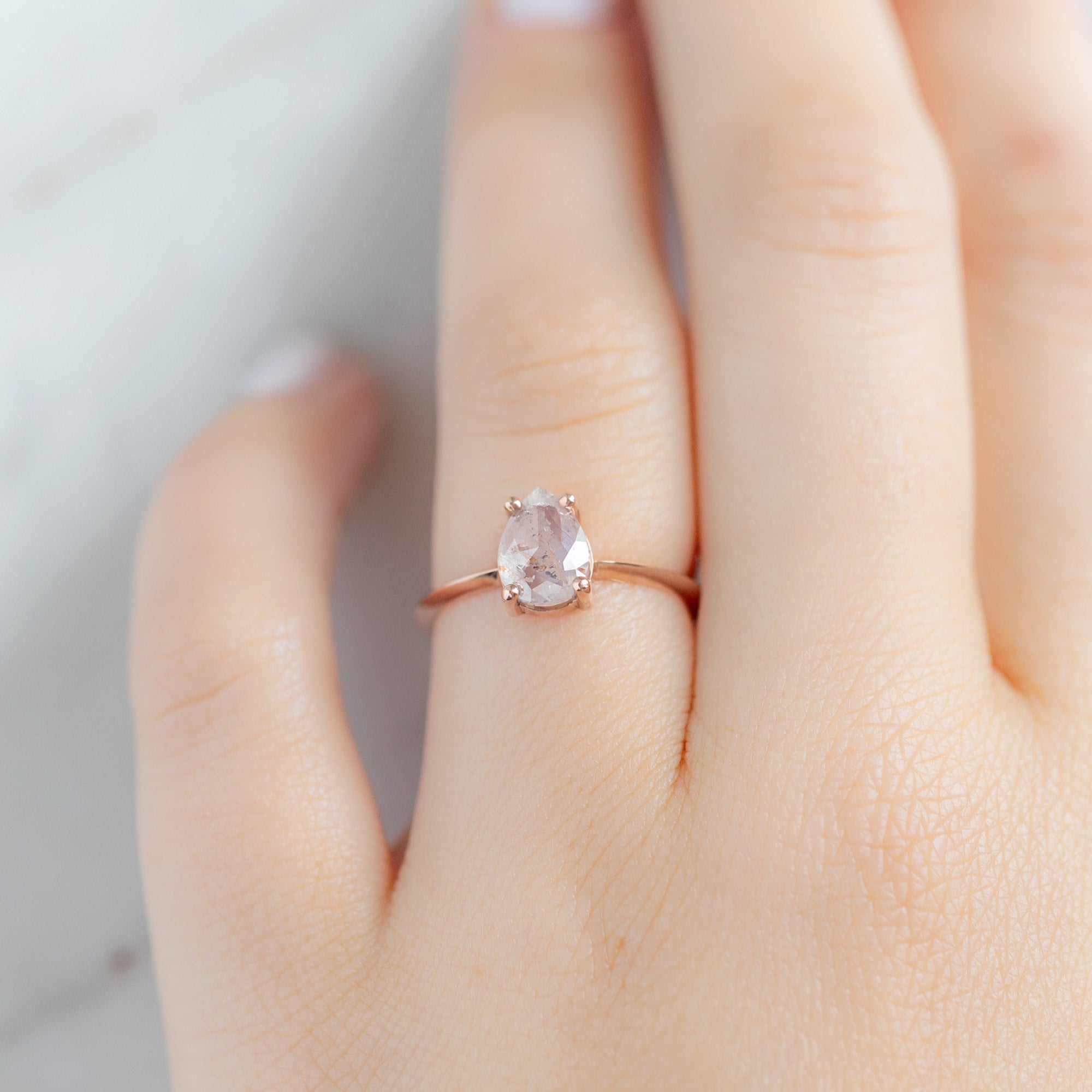 Alexis Russell Engagement Rings The Bryn Ring | 1.47ct Pear Pink Diamond in 14K Rose Gold