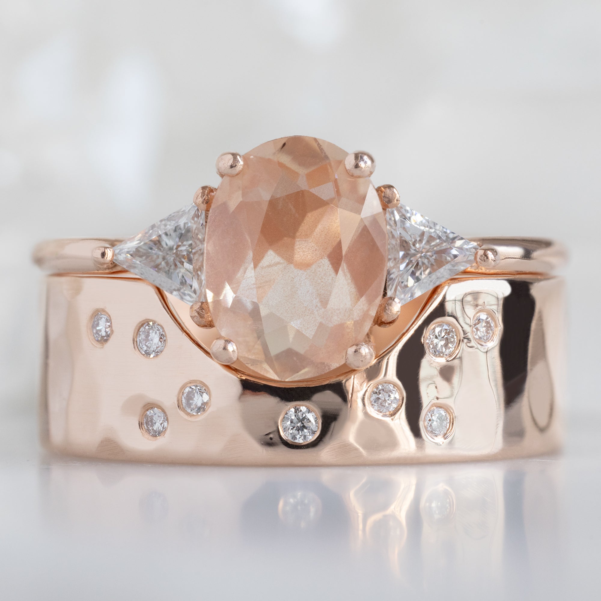 Alexis Russell Engagement Rings The Jade Ring | 0.95ct Oval Oregon Sunstone in 14K Rose Gold