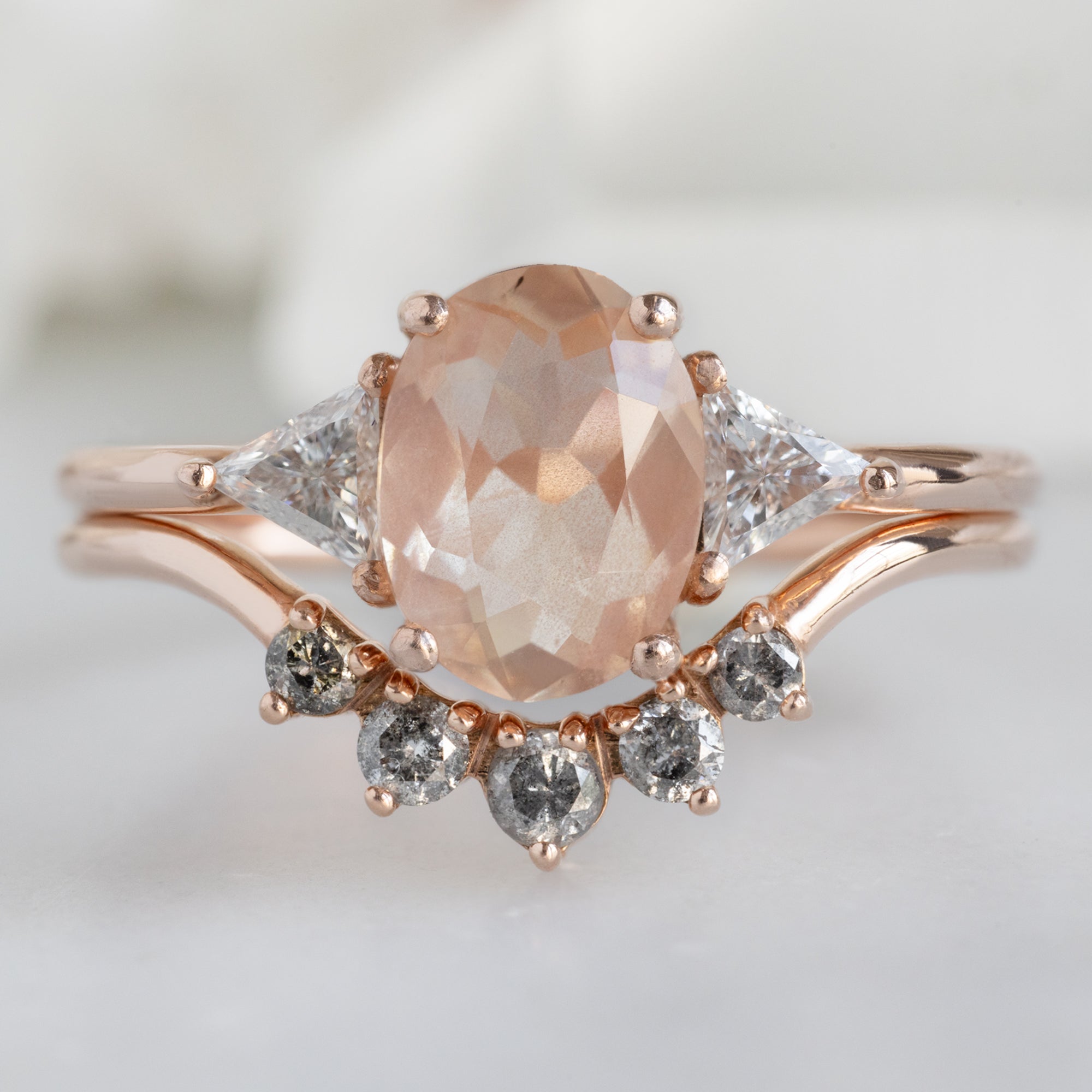 Alexis Russell Engagement Rings The Jade Ring | 0.95ct Oval Oregon Sunstone in 14K Rose Gold