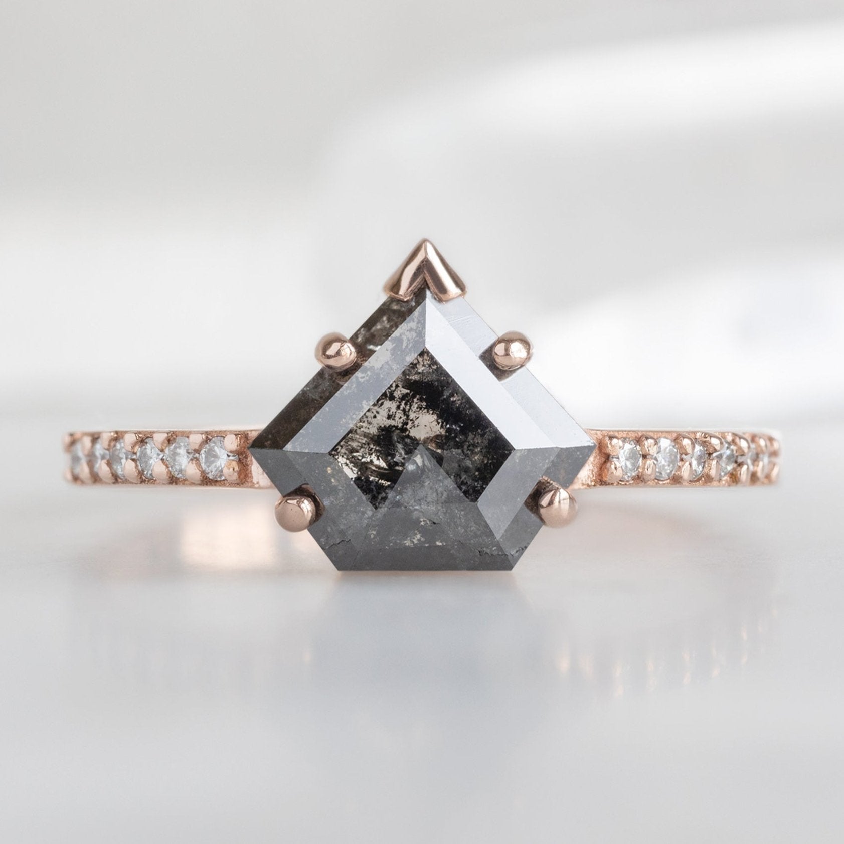 Alexis Russell Engagement Rings The Willow Ring | 1.25ct Shield Black Diamond in 14K Rose Gold