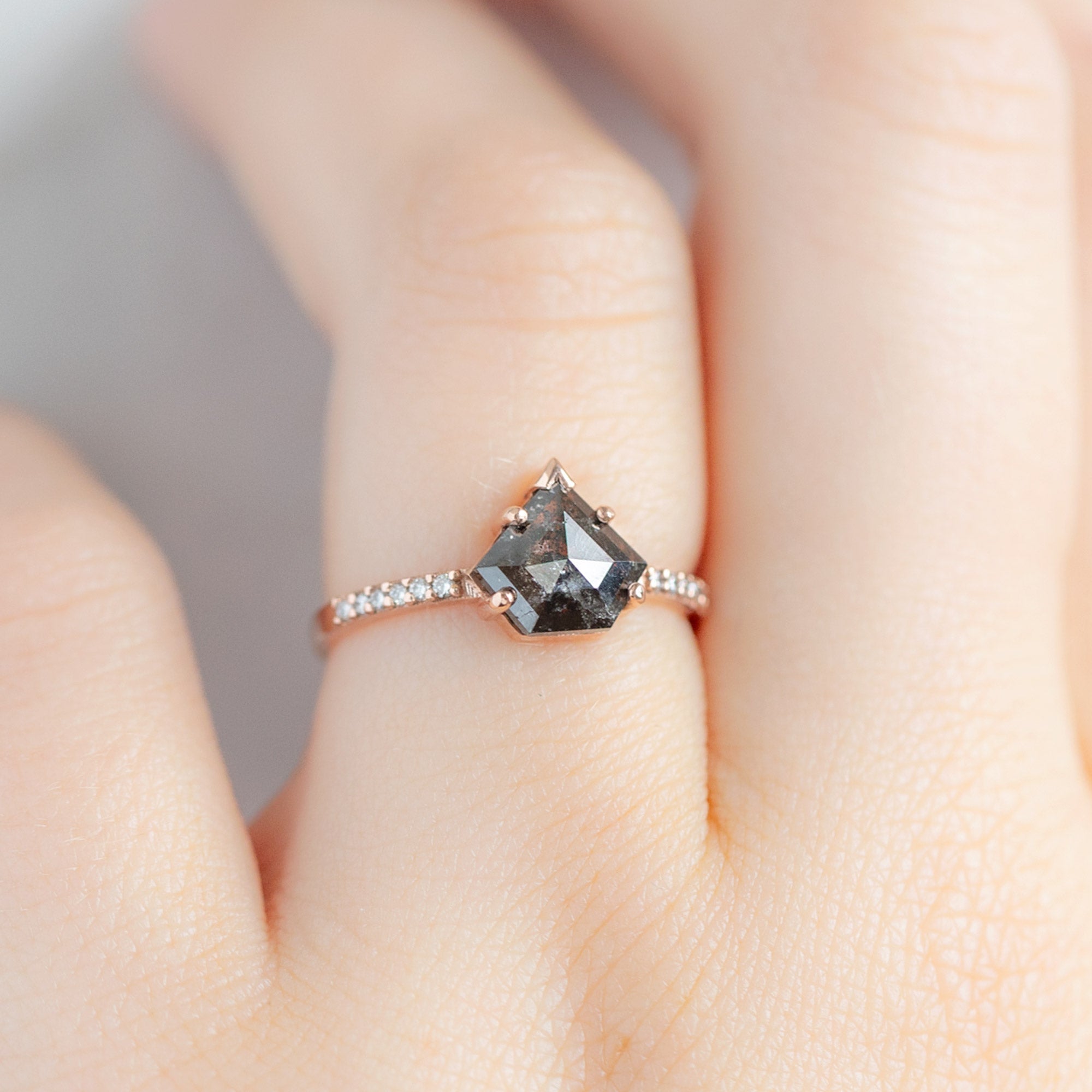 Alexis Russell Engagement Rings The Willow Ring | 1.25ct Shield Black Diamond in 14K Rose Gold