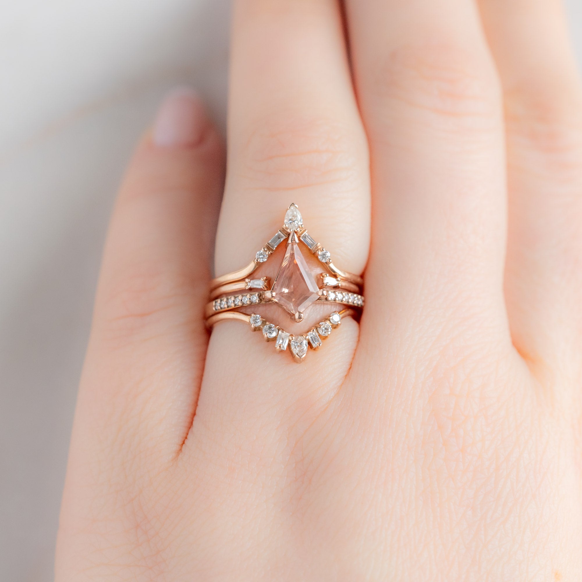 Alexis Russell Engagement Rings The Willow Ring | 0.79ct Kite Oregon Sunstone in 14K Rose Gold