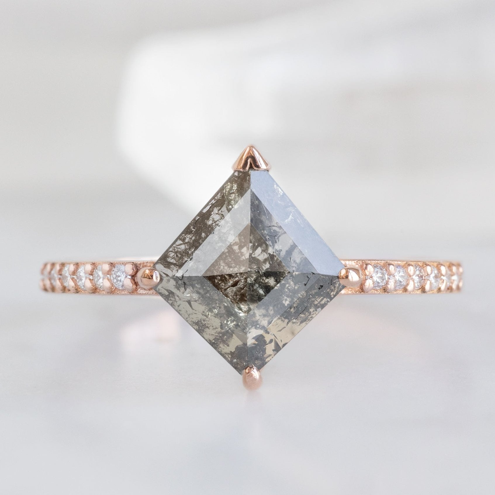 Alexis Russell Engagement Rings The Willow Ring | 1.21ct Kite Salt and Pepper Diamond in 14K Rose Gold