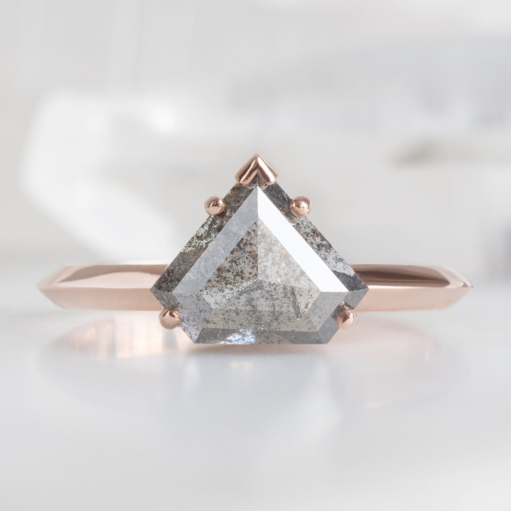 Alexis Russell Engagement Rings The Sage Ring | 2.16ct Shield Salt and Pepper Diamond in 14K Rose Gold