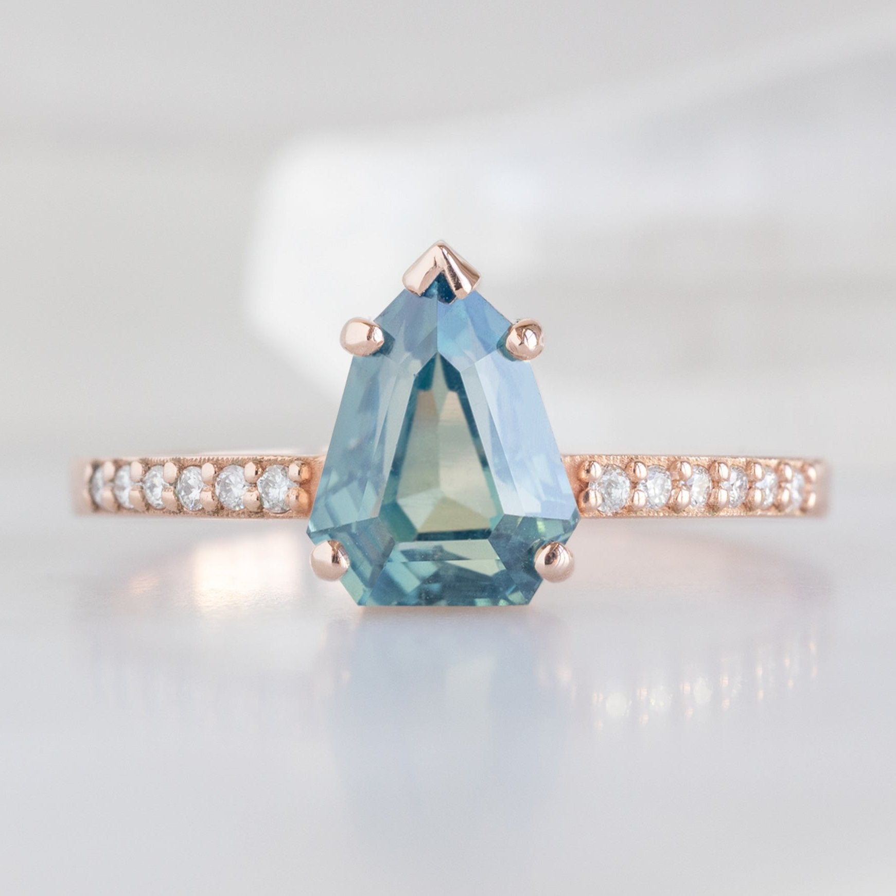 Alexis Russell Engagement Rings The Willow Ring | 1.67ct Geometric Montana Sapphire in 14K Rose Gold