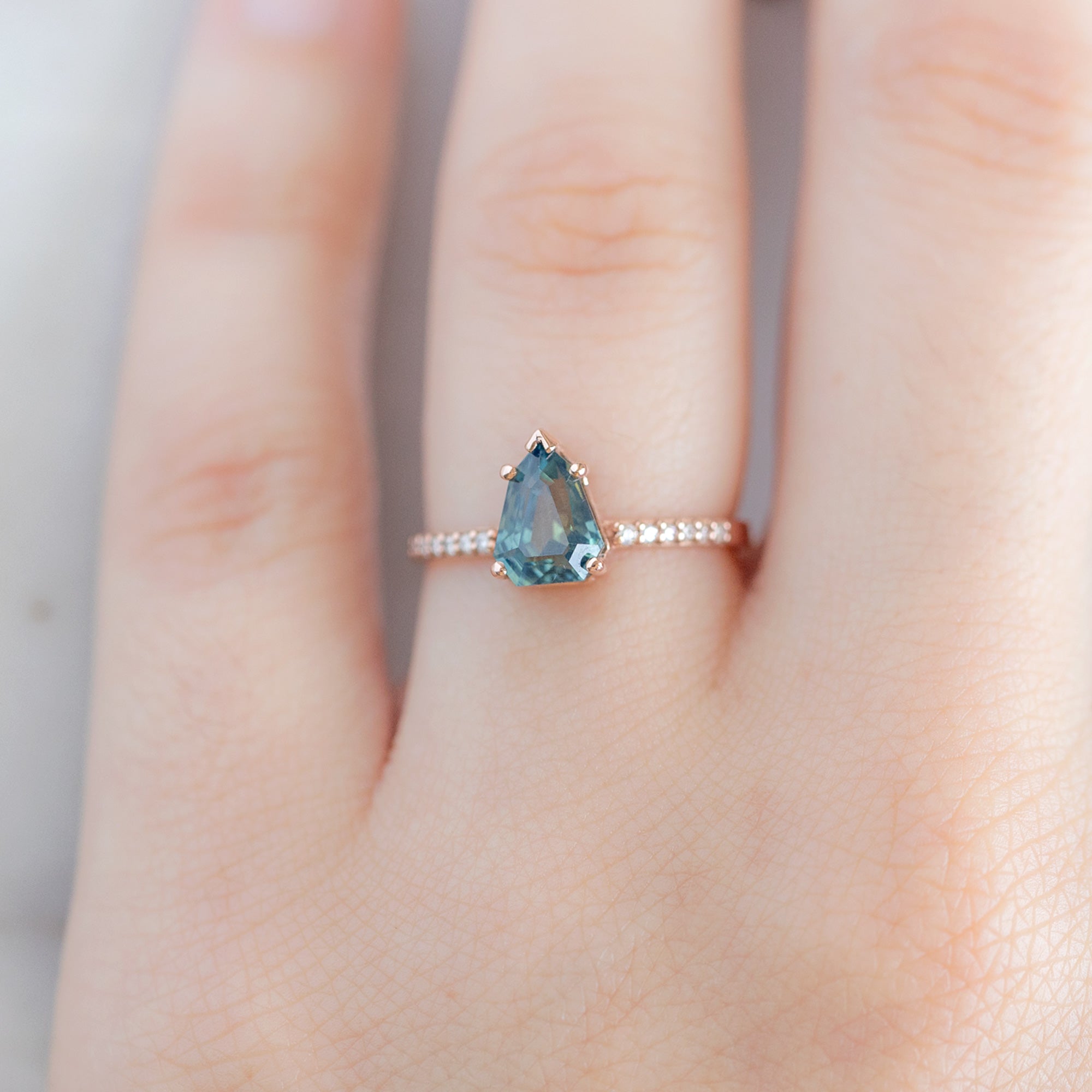 Alexis Russell Engagement Rings The Willow Ring | 1.67ct Geometric Montana Sapphire in 14K Rose Gold