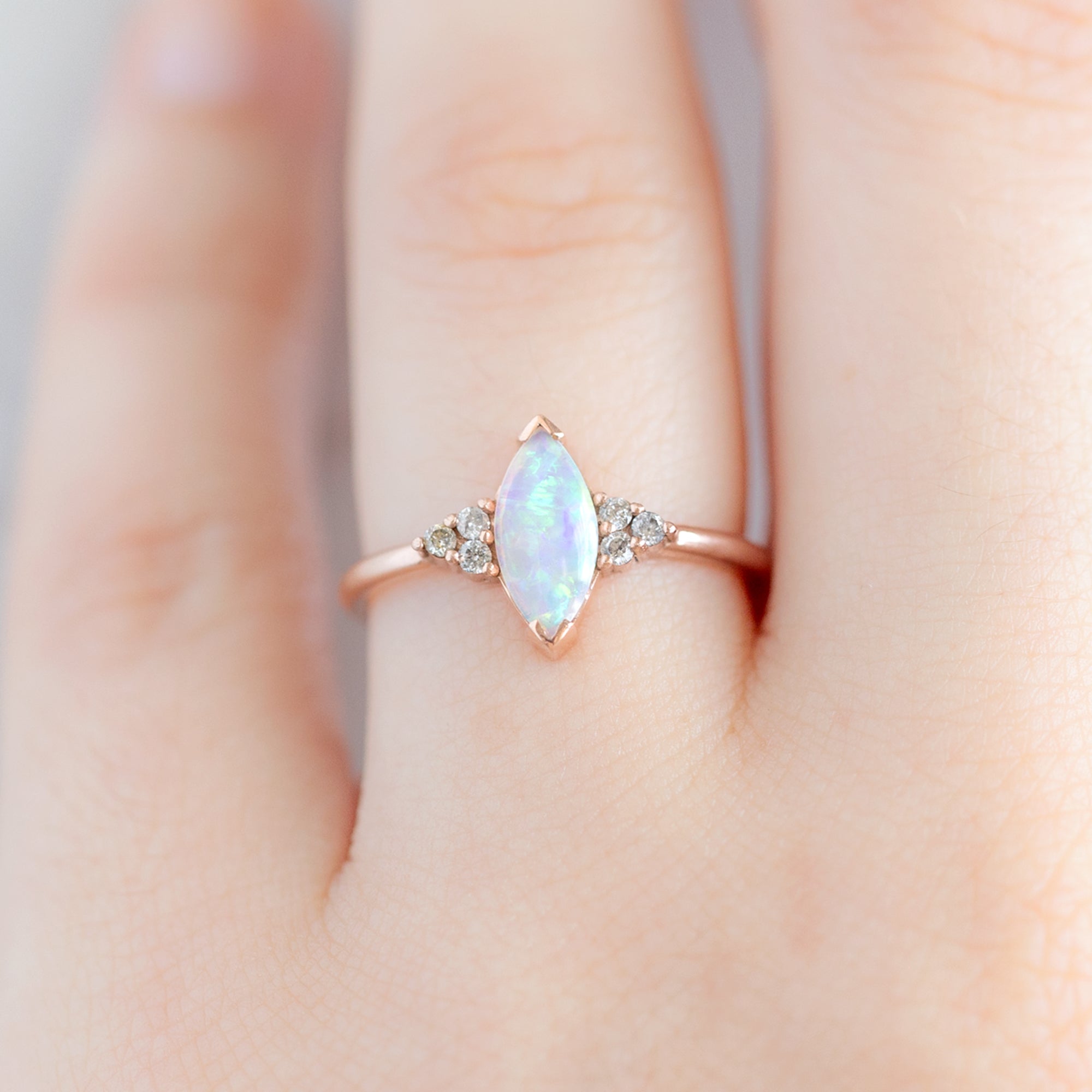 Alexis Russell Engagement Rings The Ivy Ring | 0.37ct Marquise Opal in 14K Rose Gold