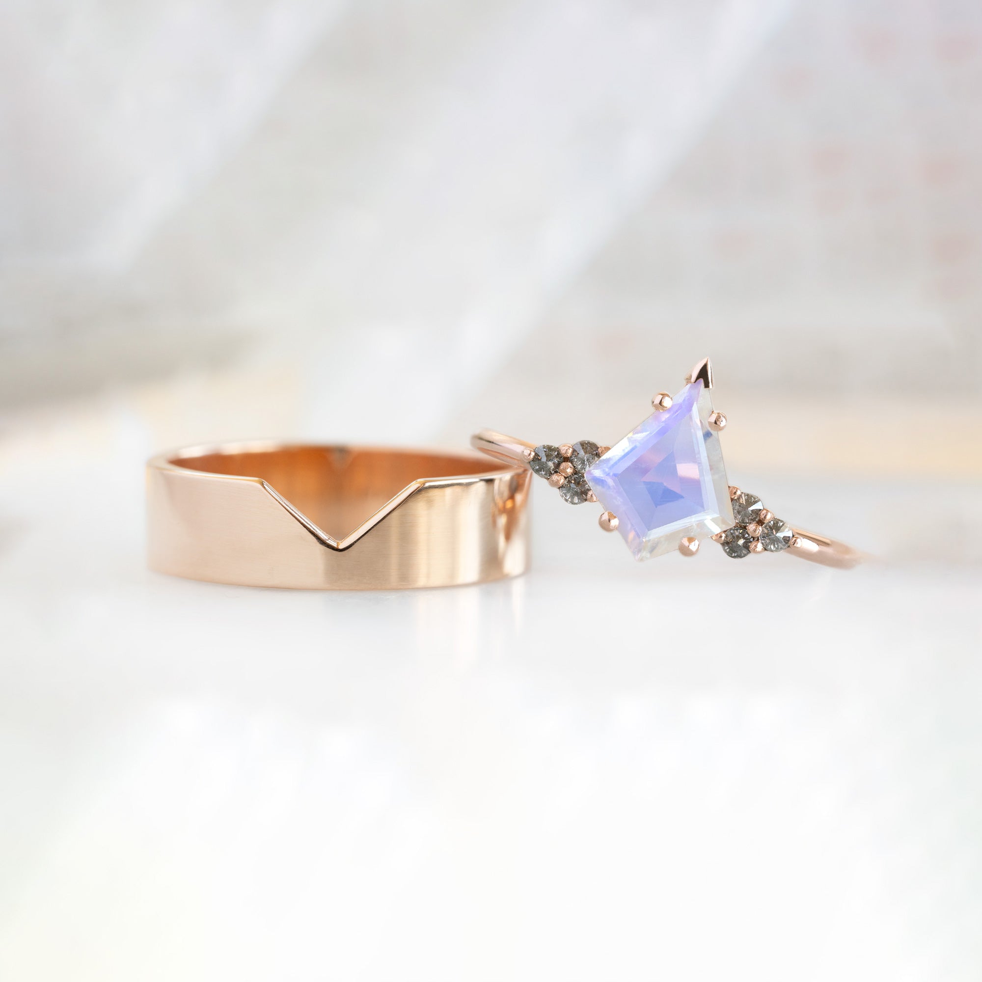 Alexis Russell Engagement Rings The Ivy Ring | 0.96ct Kite Moonstone in 14K Rose Gold