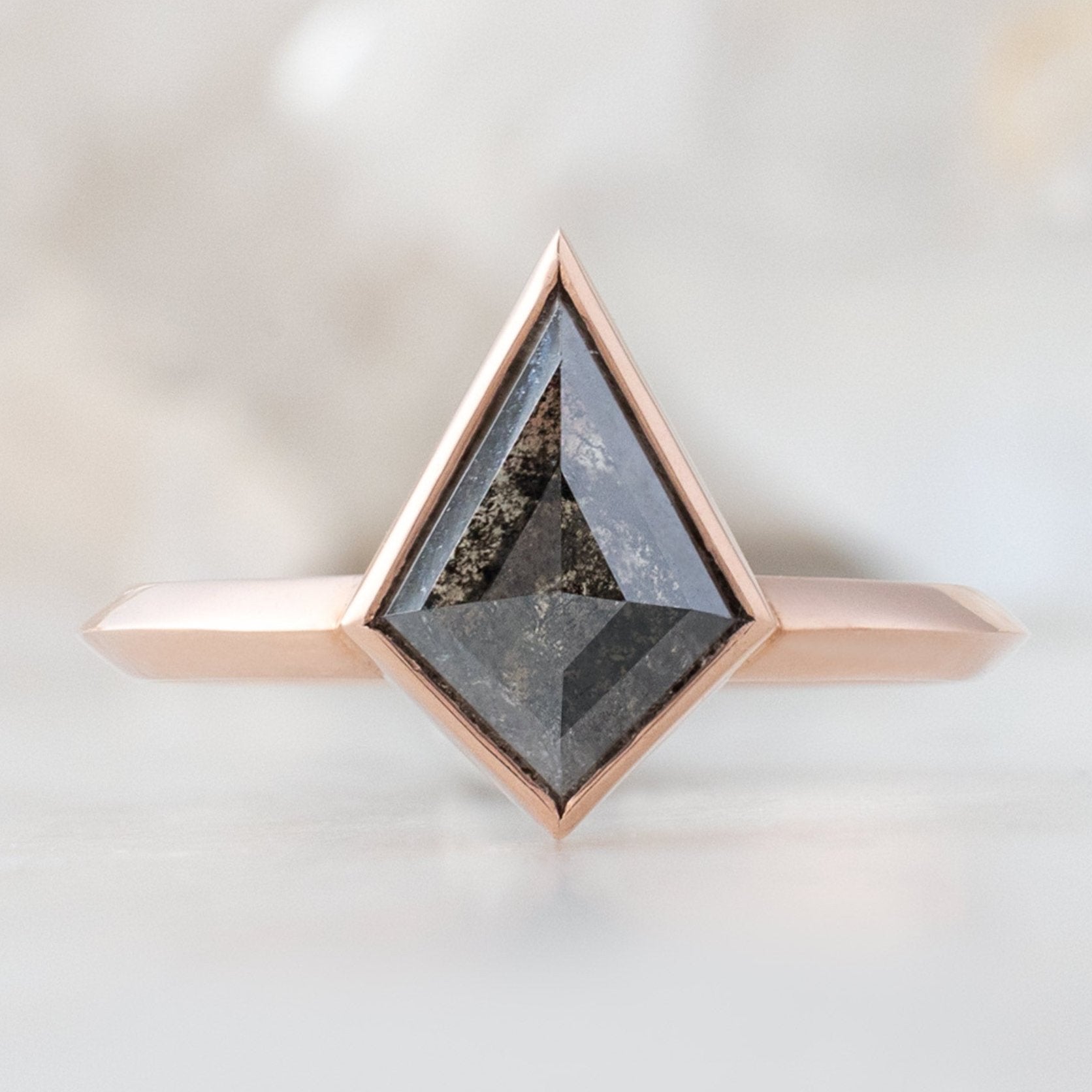 Alexis Russell Engagement Rings The Hazel Ring | 1.52ct Kite Black Diamond in 14K Rose Gold