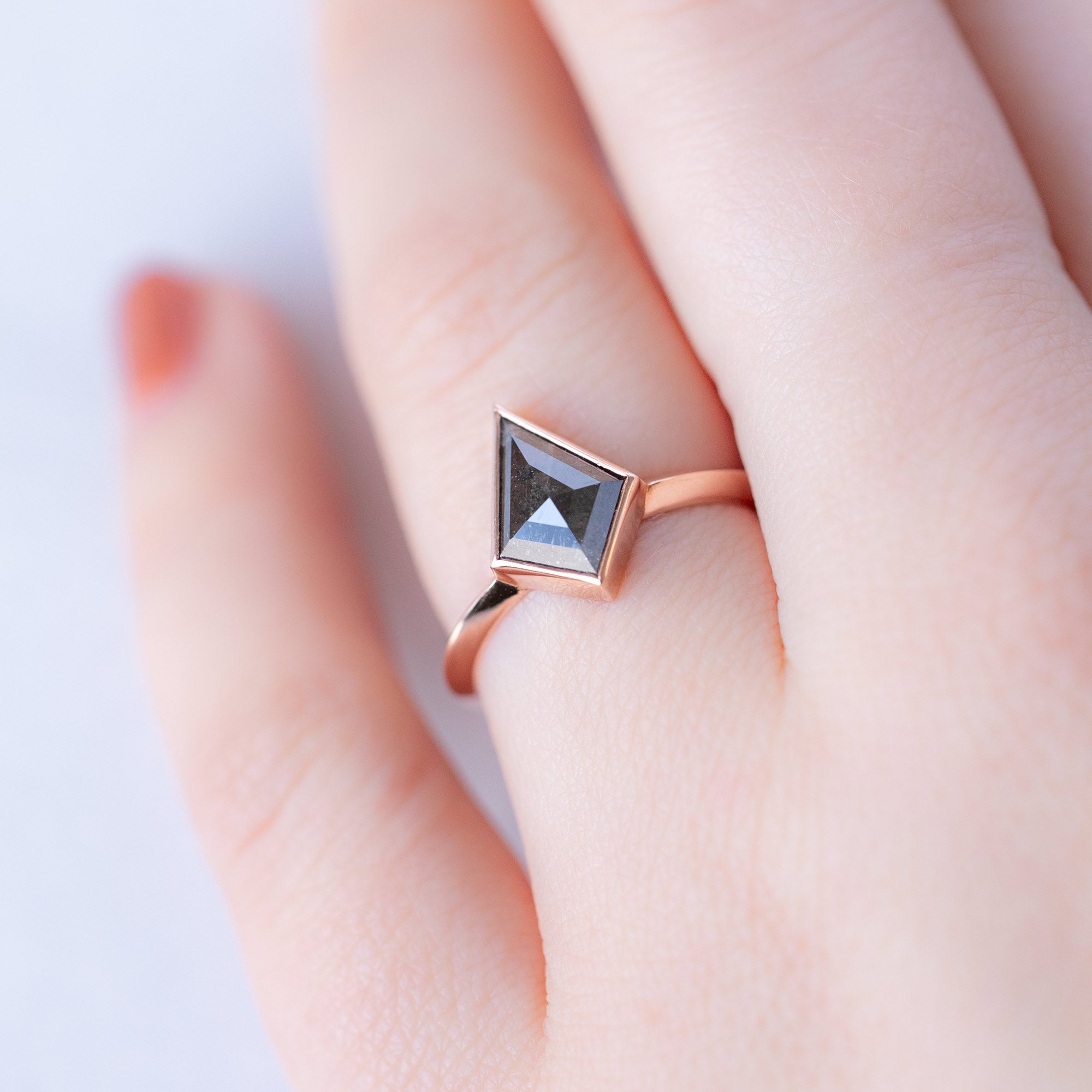 Alexis Russell Engagement Rings The Hazel Ring | 1.52ct Kite Black Diamond in 14K Rose Gold
