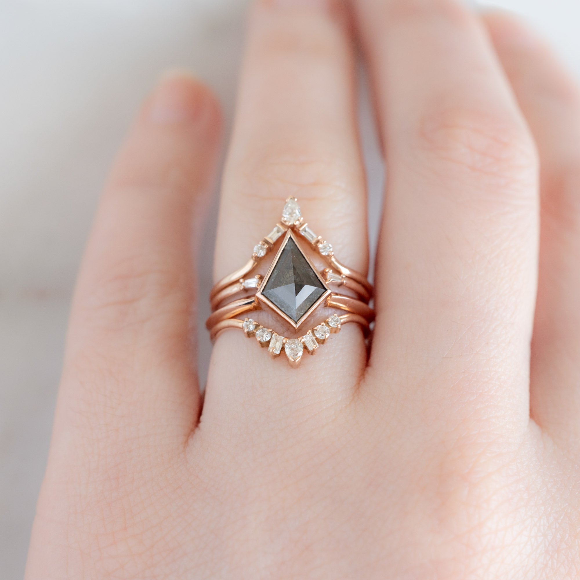 Alexis Russell Engagement Rings The Hazel Ring | 1.52ct Kite Black Diamond in 14K Rose Gold