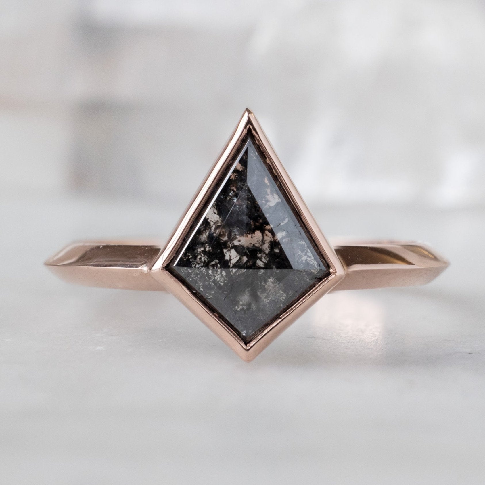Alexis Russell Engagement Rings The Hazel Ring | 1.43ct Kite Black Diamond in 14K Rose Gold