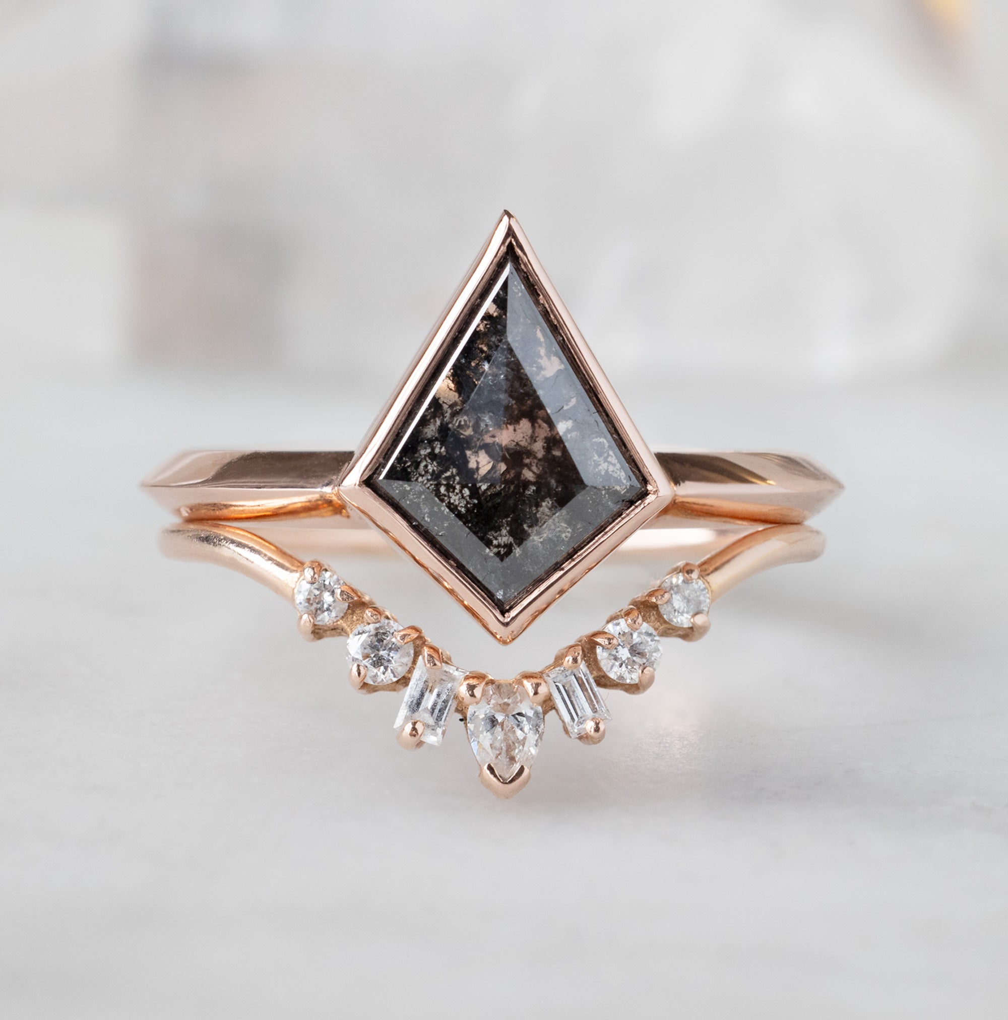 Alexis Russell Engagement Rings The Hazel Ring | 1.43ct Kite Black Diamond in 14K Rose Gold