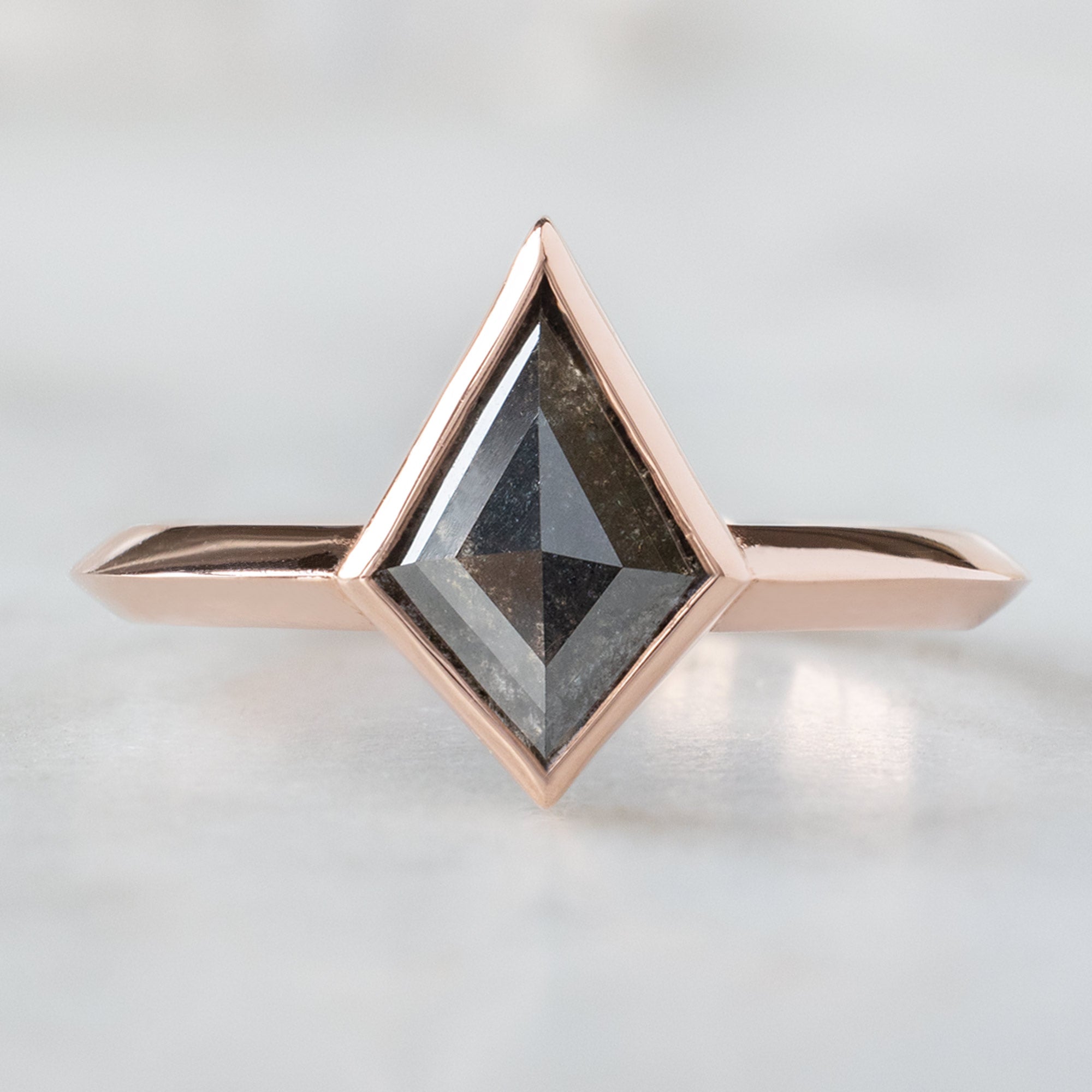 Alexis Russell Engagement Rings The Hazel Ring | 1.13ct Kite Black Diamond in 14K Rose Gold