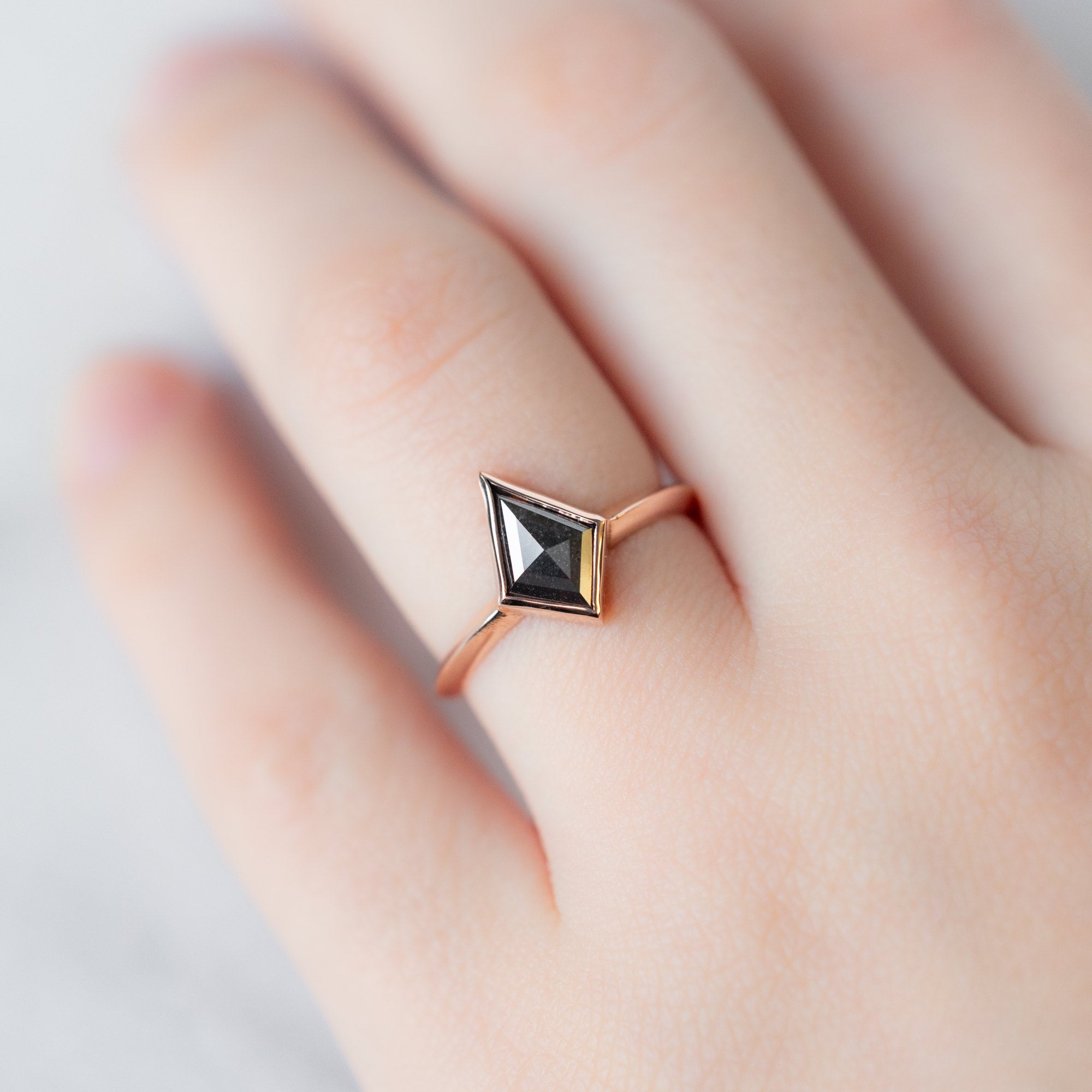 Alexis Russell Engagement Rings The Hazel Ring | 1.13ct Kite Black Diamond in 14K Rose Gold