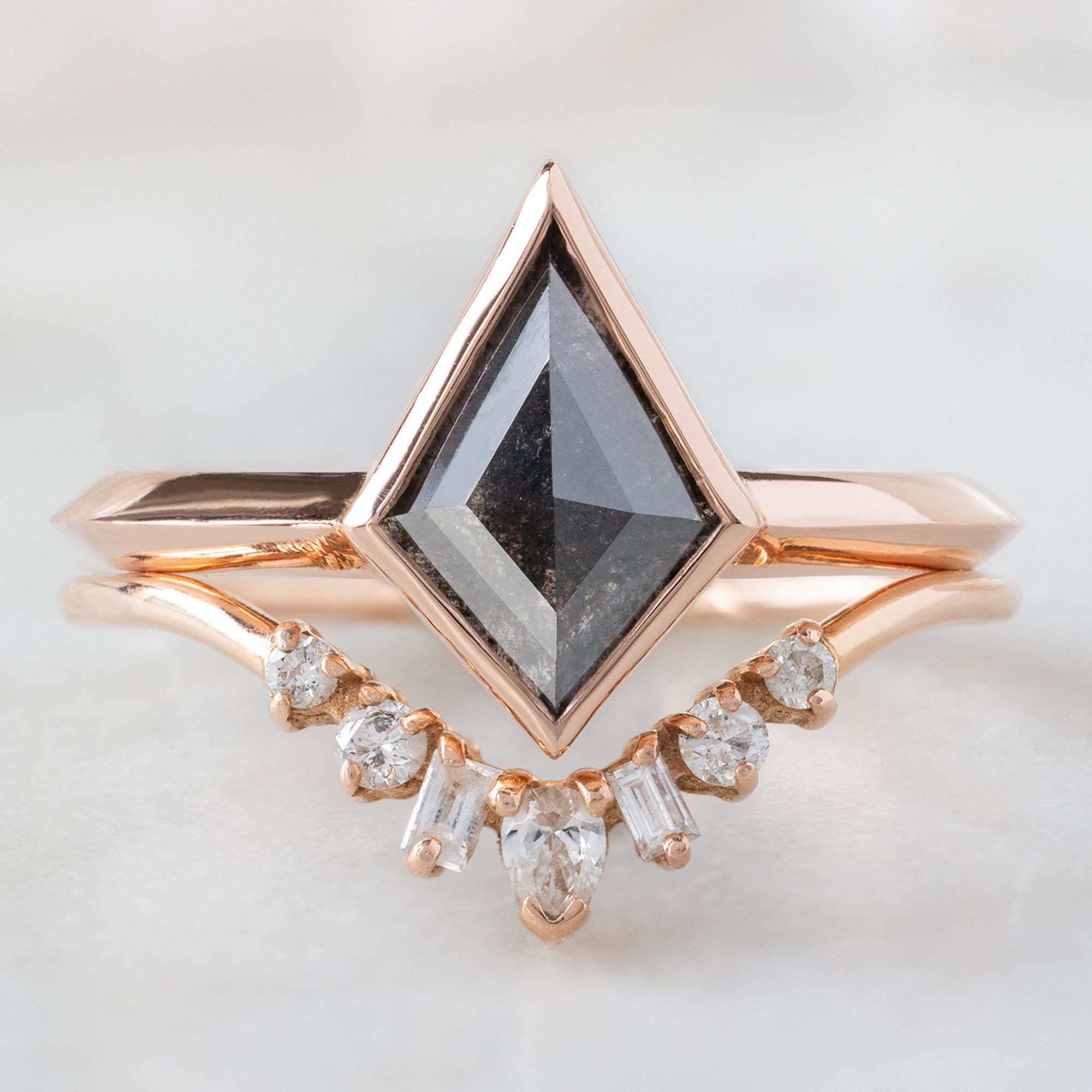 Alexis Russell Engagement Rings The Hazel Ring | 1.13ct Kite Black Diamond in 14K Rose Gold