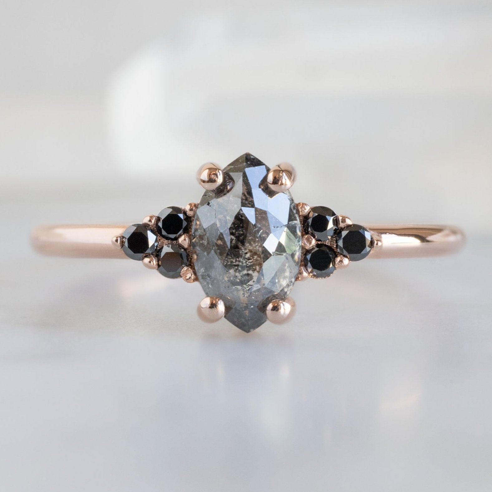 Alexis Russell Engagement Rings The Ivy Ring | 0.68ct Marquise Cut Black Diamond in 14K Rose Gold
