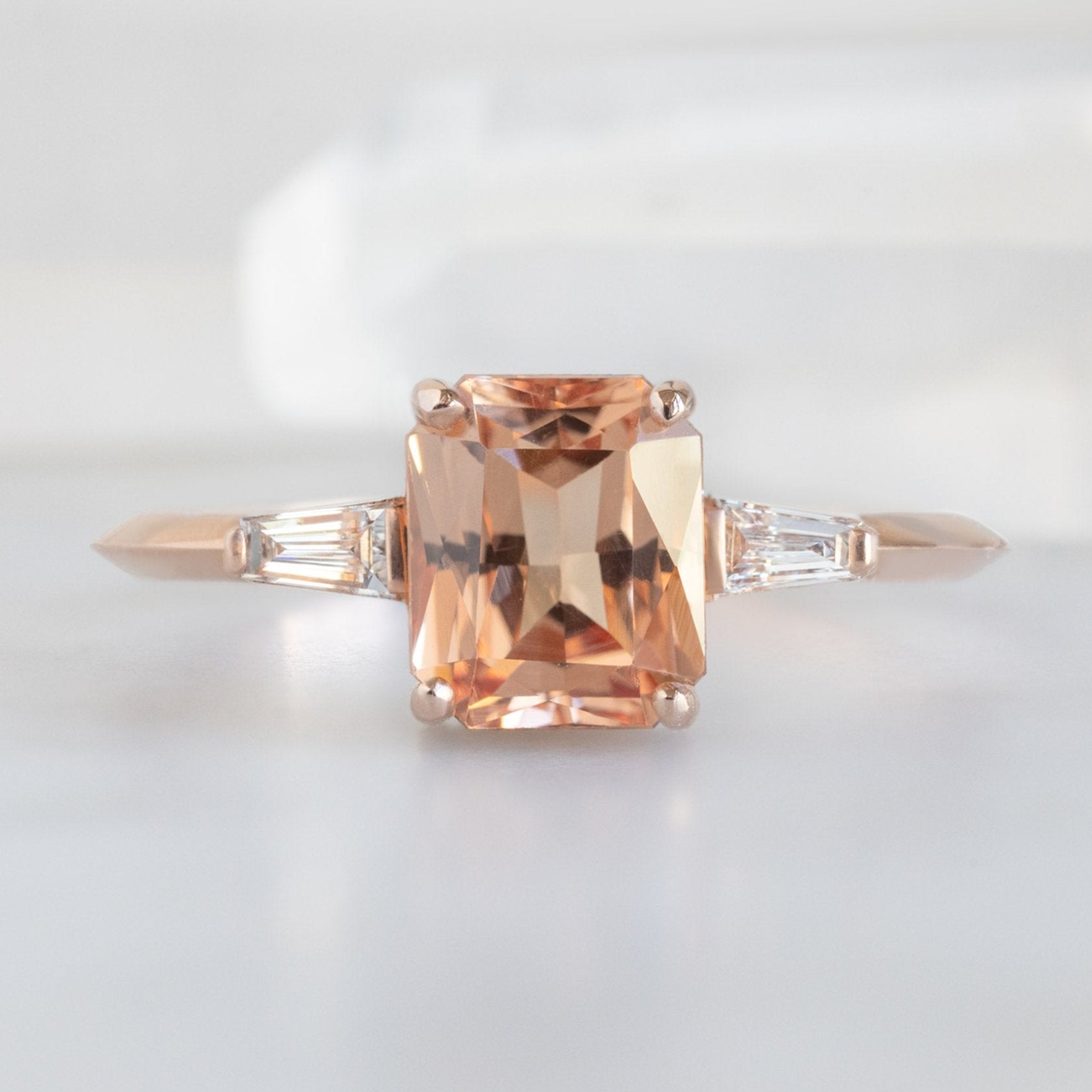 Alexis Russell Engagement Rings The Ash Ring | 1.43ct Emerald Cut Garnet in 14K Rose Gold