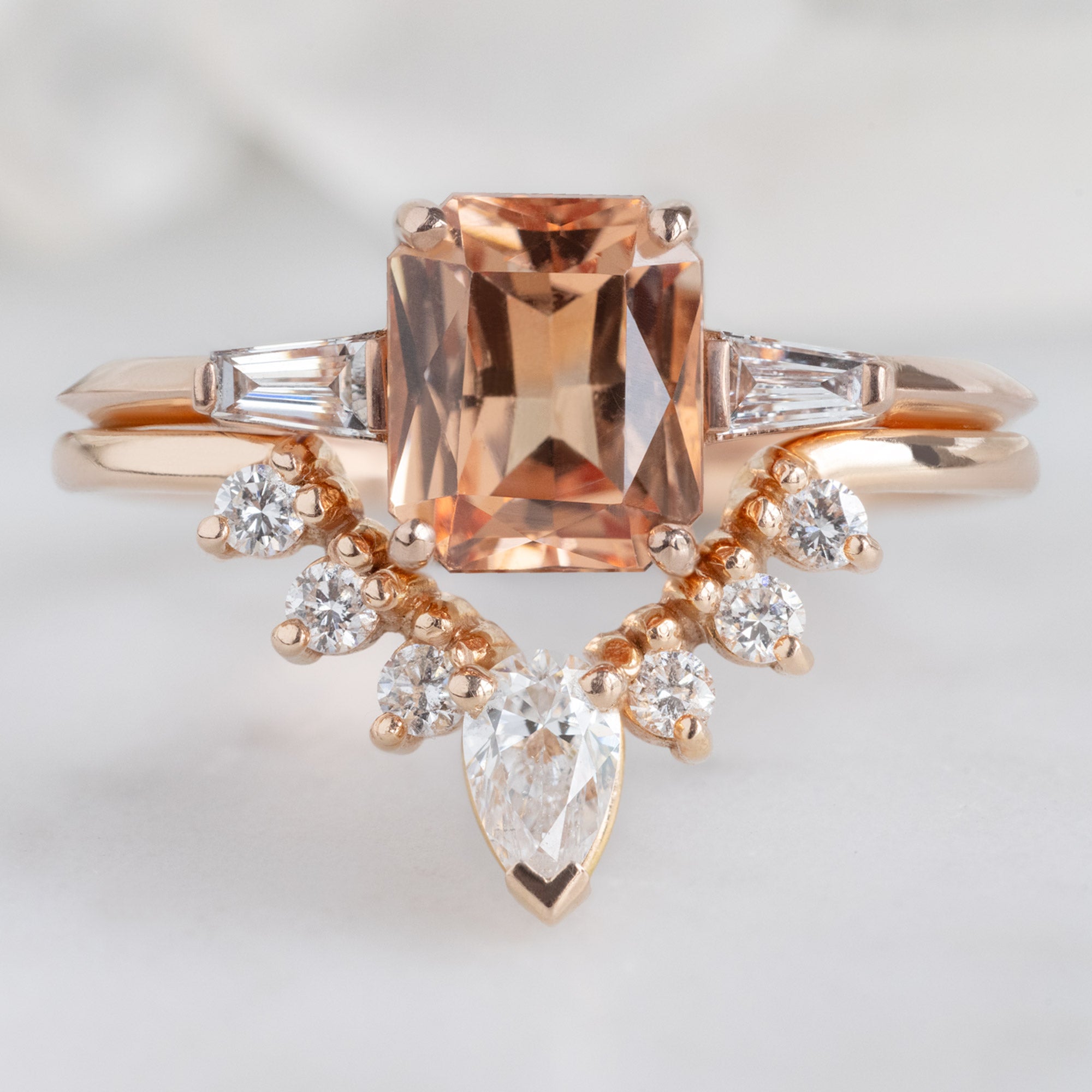 Alexis Russell Engagement Rings The Ash Ring | 1.43ct Emerald Cut Garnet in 14K Rose Gold