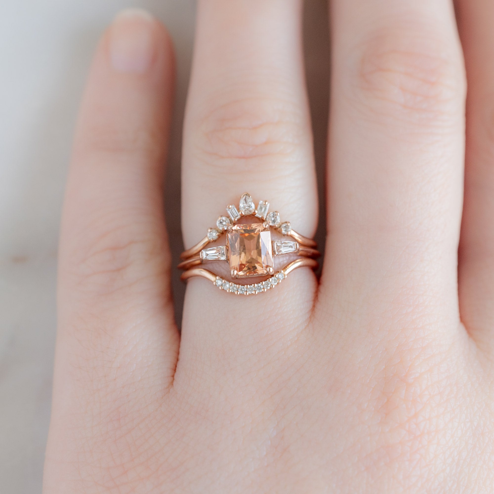 Alexis Russell Engagement Rings The Ash Ring | 1.43ct Emerald Cut Garnet in 14K Rose Gold