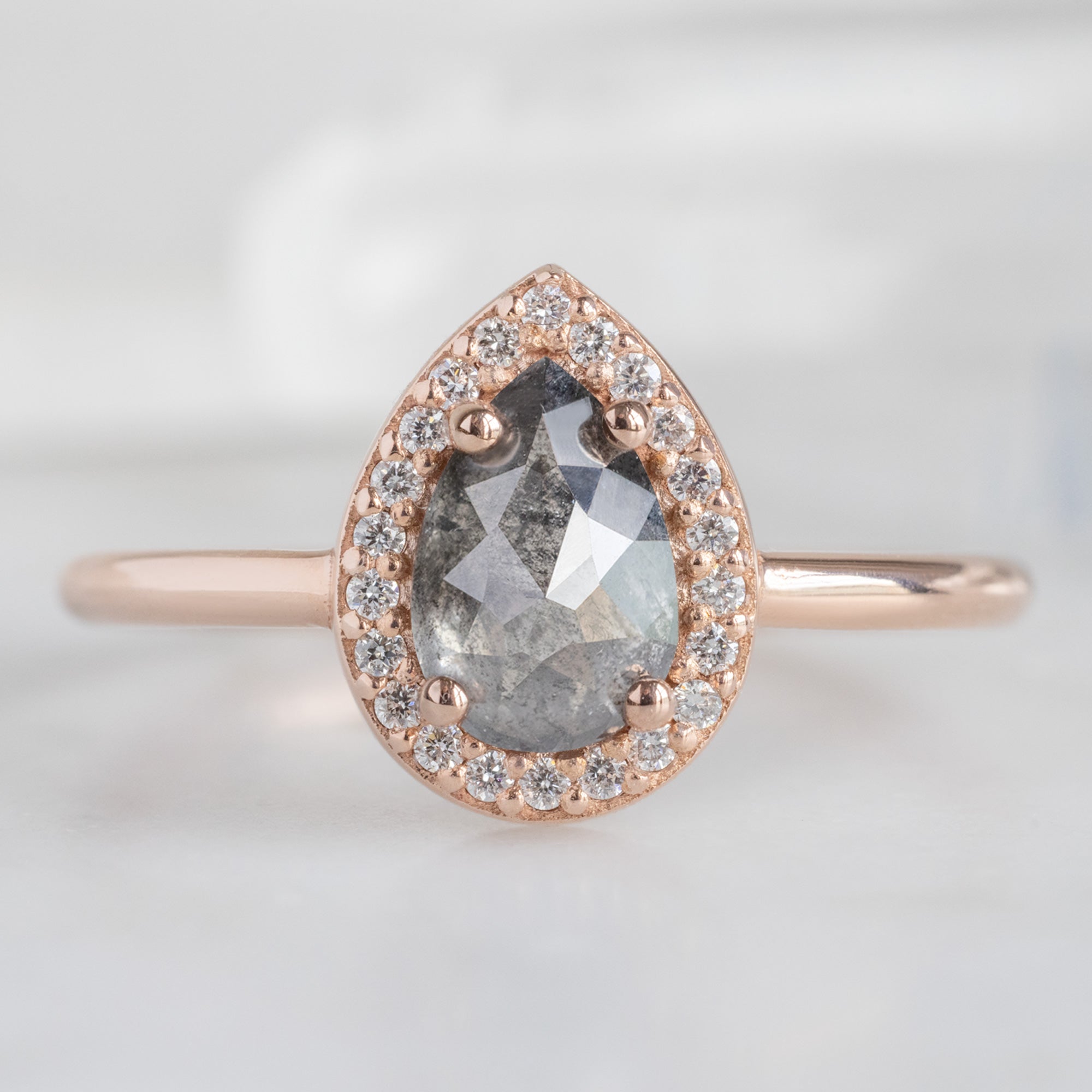 Alexis Russell Engagement Rings The Dahlia Ring | 0.83ct Rose Cut Grey Diamond in 14K Rose Gold