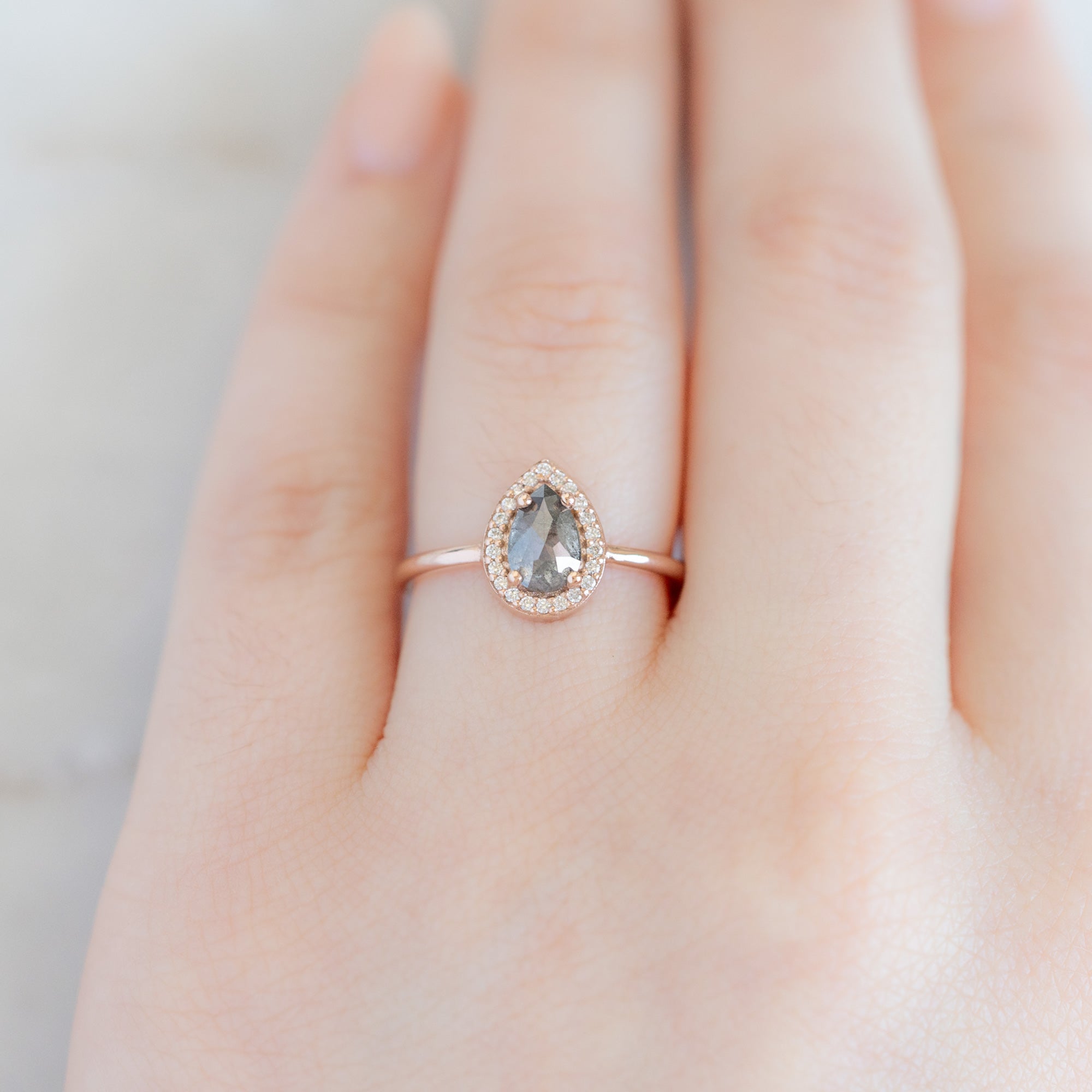 Alexis Russell Engagement Rings The Dahlia Ring | 0.83ct Rose Cut Grey Diamond in 14K Rose Gold