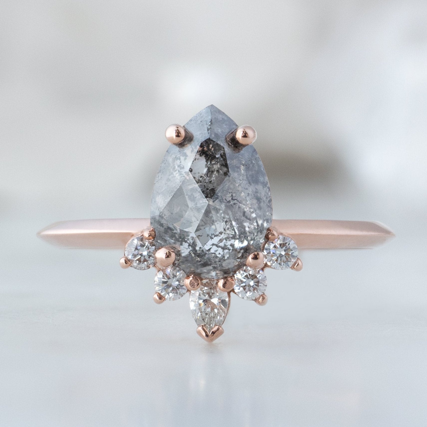 Alexis Russell Engagement Rings The Aster Ring | 1.31ct Rose Cut Salt and Pepper Diamond in 14K Rose Gold